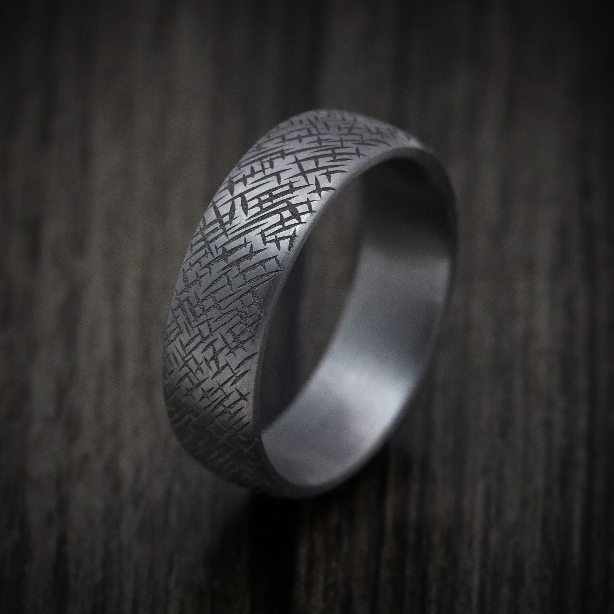 Tantalum Band with Organic Design Pattern Custom Made Men's Ring - Image 4