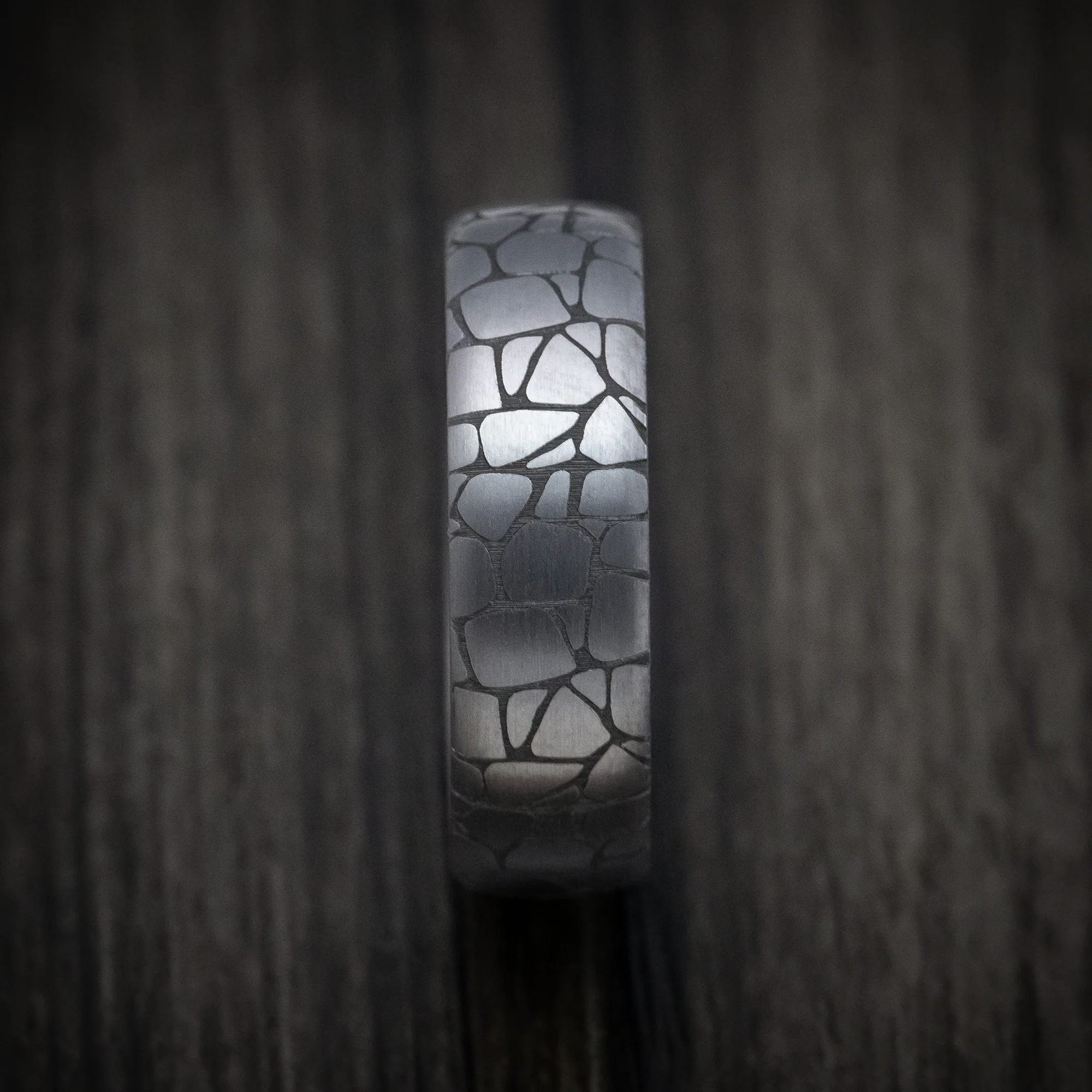Tantalum Band with Organic Design Pattern Custom Made Men's Ring - Image 3