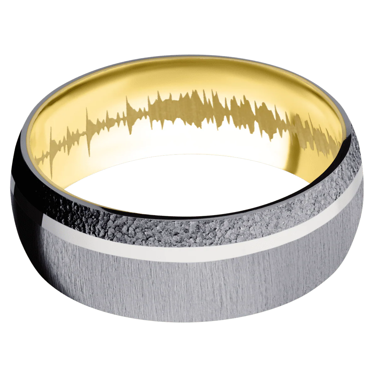 Tantalum + Crosssatin , Stipple Finish + 10K Yellow Gold - Image 3