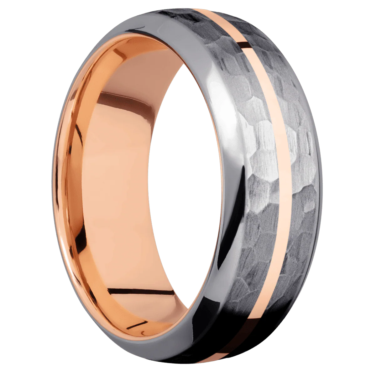 Tantalum + Hammer , Polish Finish + 14K Rose Gold
