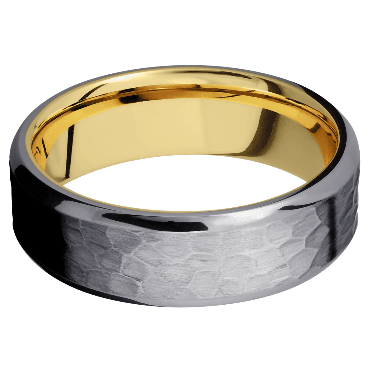 Tantalum + Hammer , Polish Finish + 14K Yellow Gold - Image 3