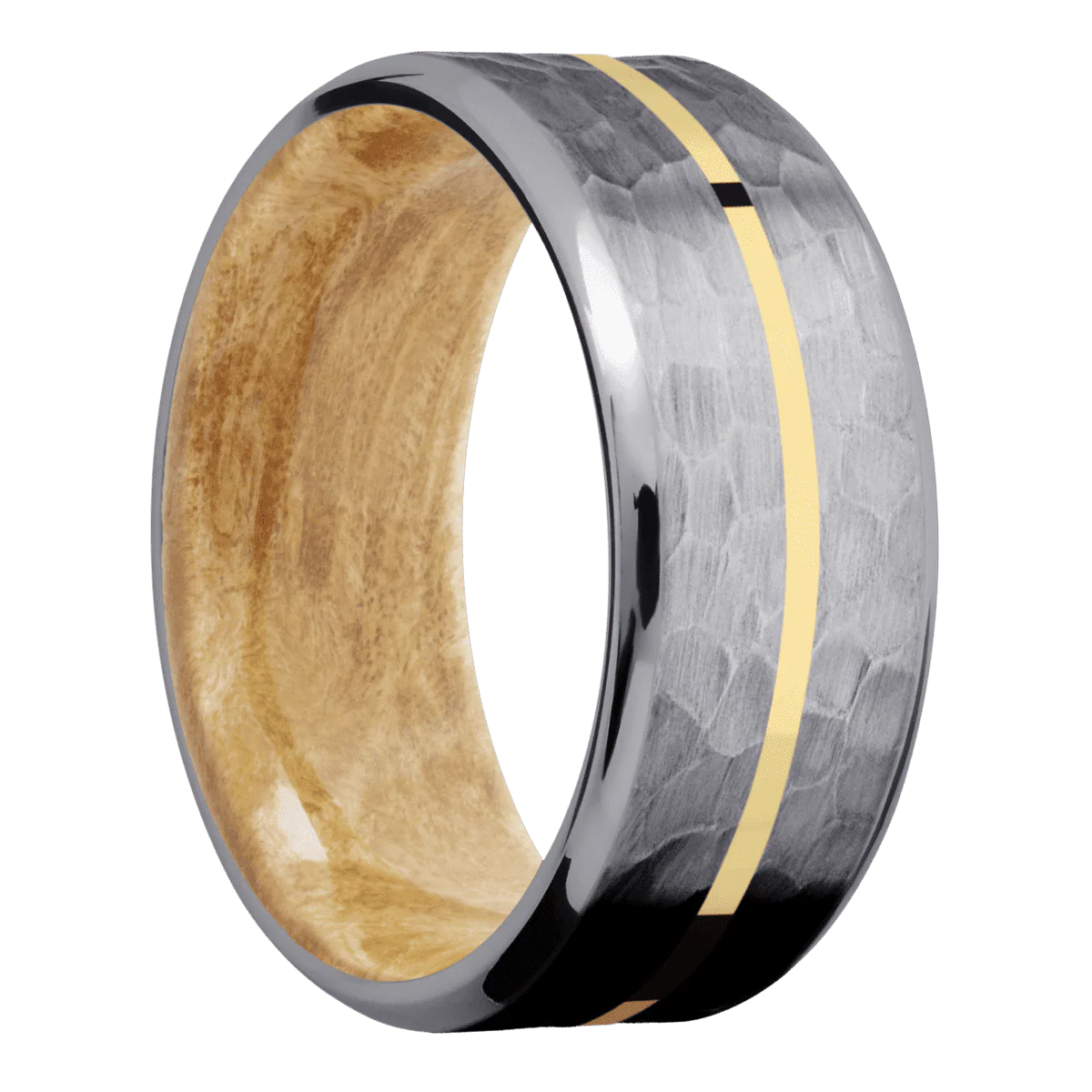 Tantalum + Hammer , Polish Finish + Boxelder Burl