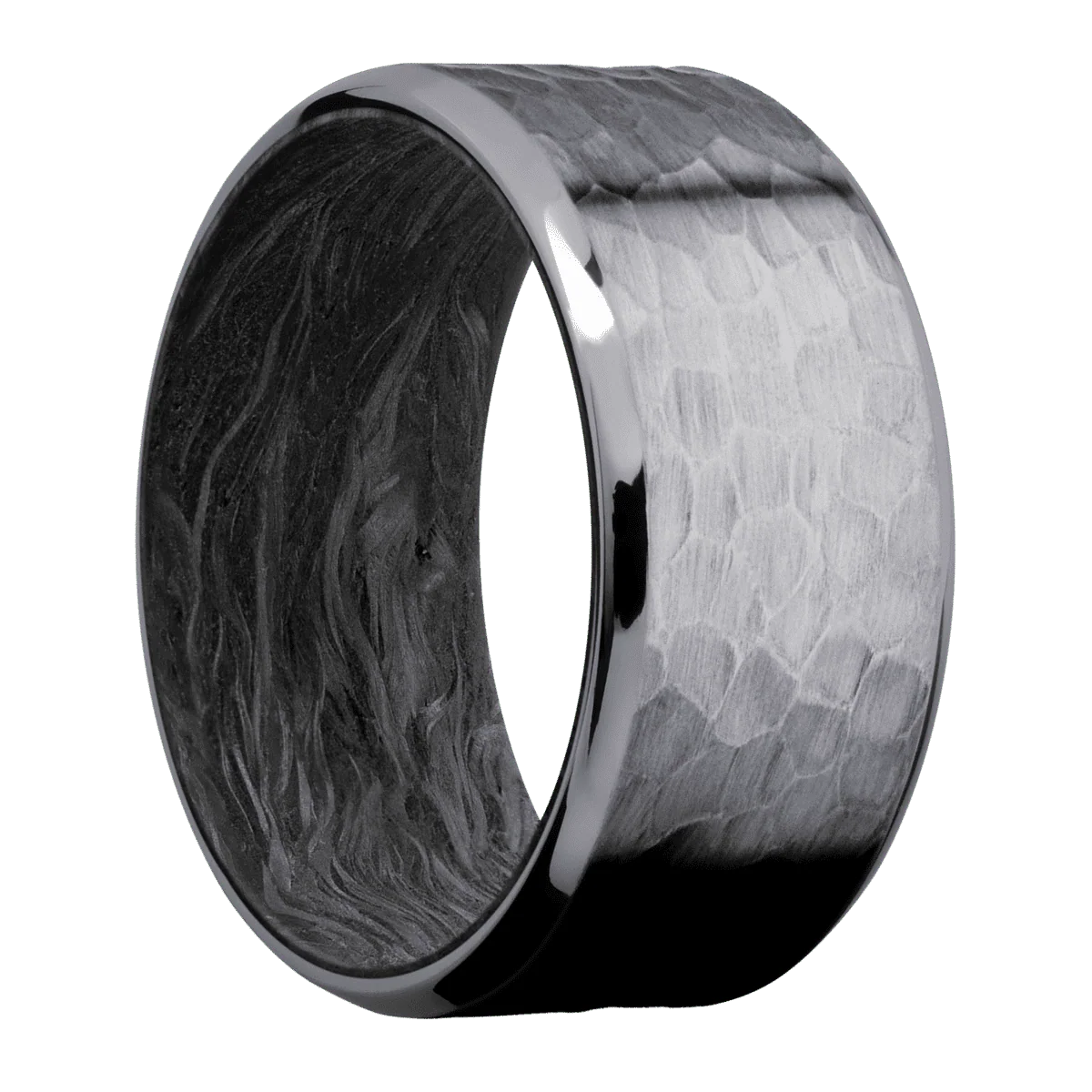 Tantalum + Hammer , Polish Finish + Forged Carbon Fiber