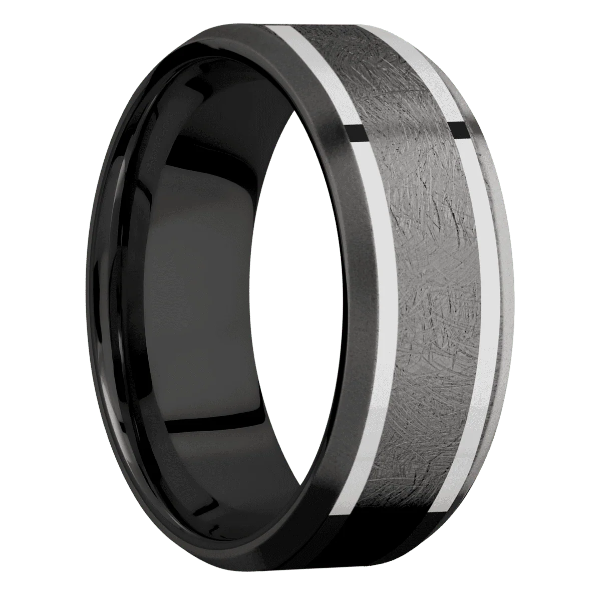 Tantalum Noir + Distressed , Bead Finish + Zirconium