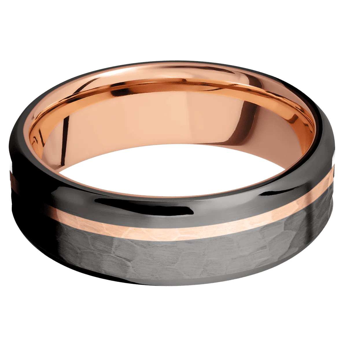 Tantalum Noir + Hammer , Polish Finish + 14K Rose Gold - Image 3