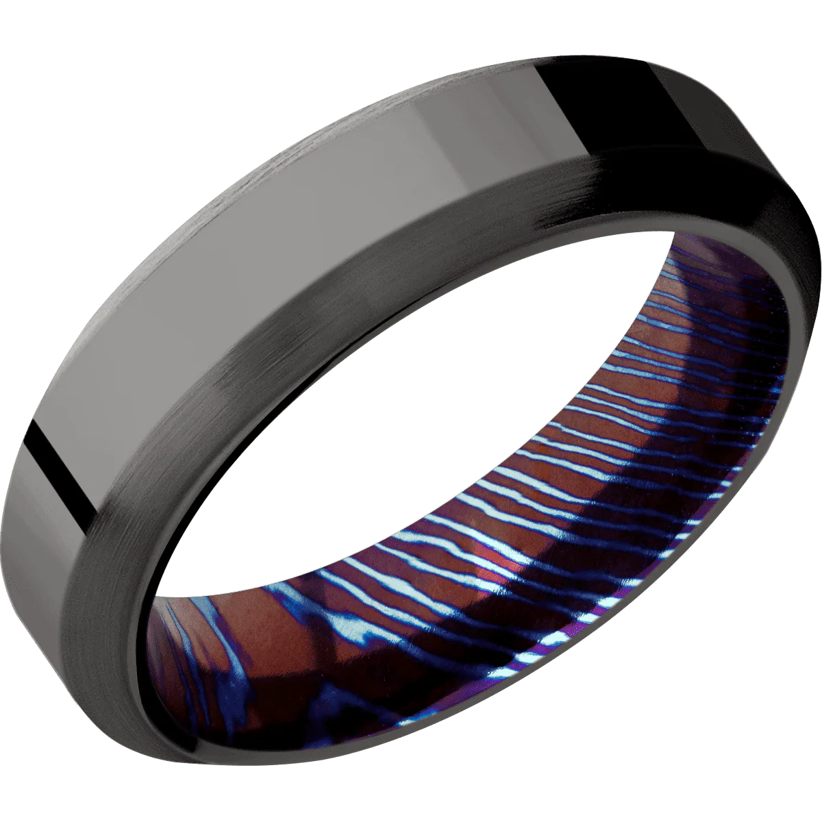 Tantalum Noir + Polish , Satin Finish + Titanium Damascus - Image 2