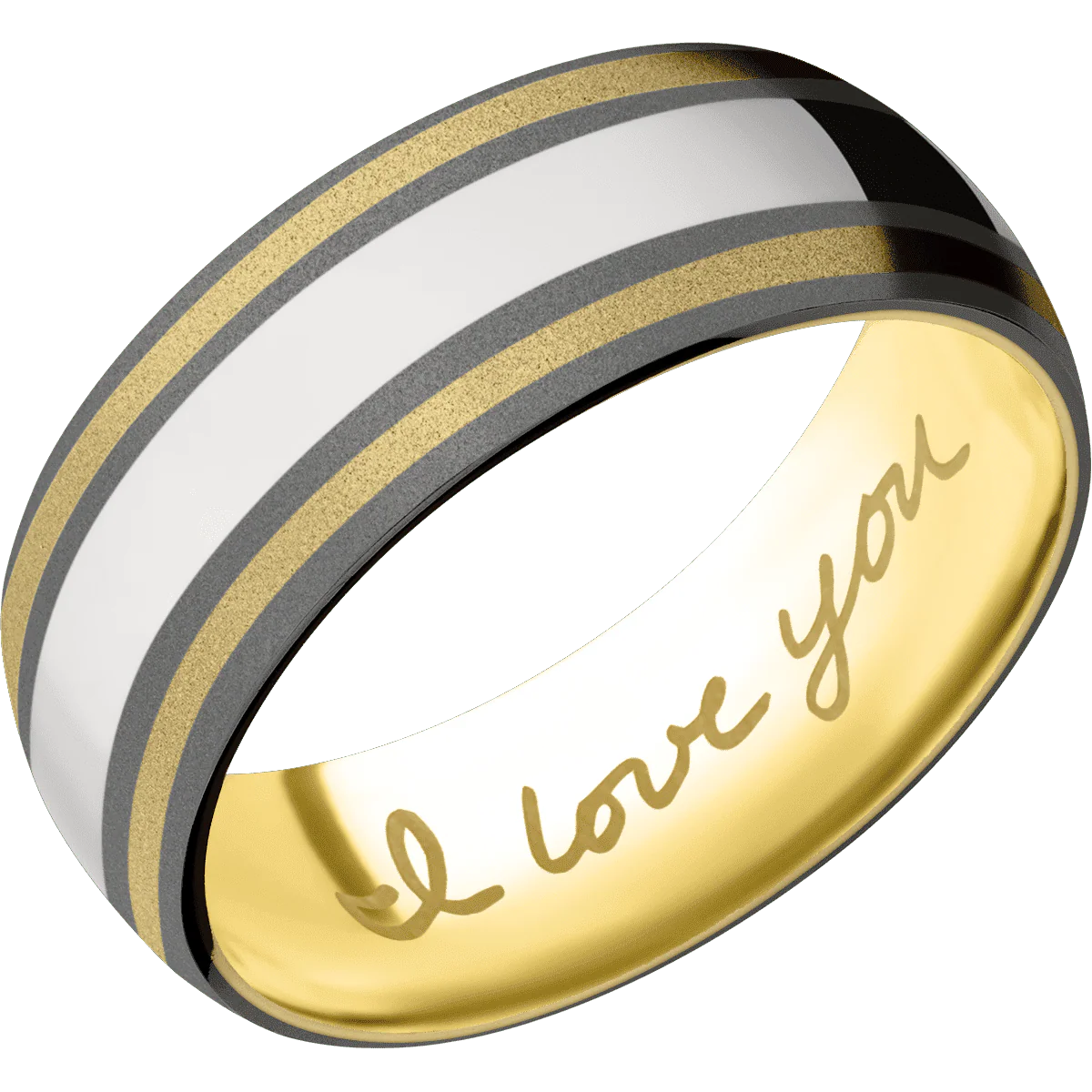 Tantalum Noir + Sand Finish + 10K Yellow Gold - Image 2