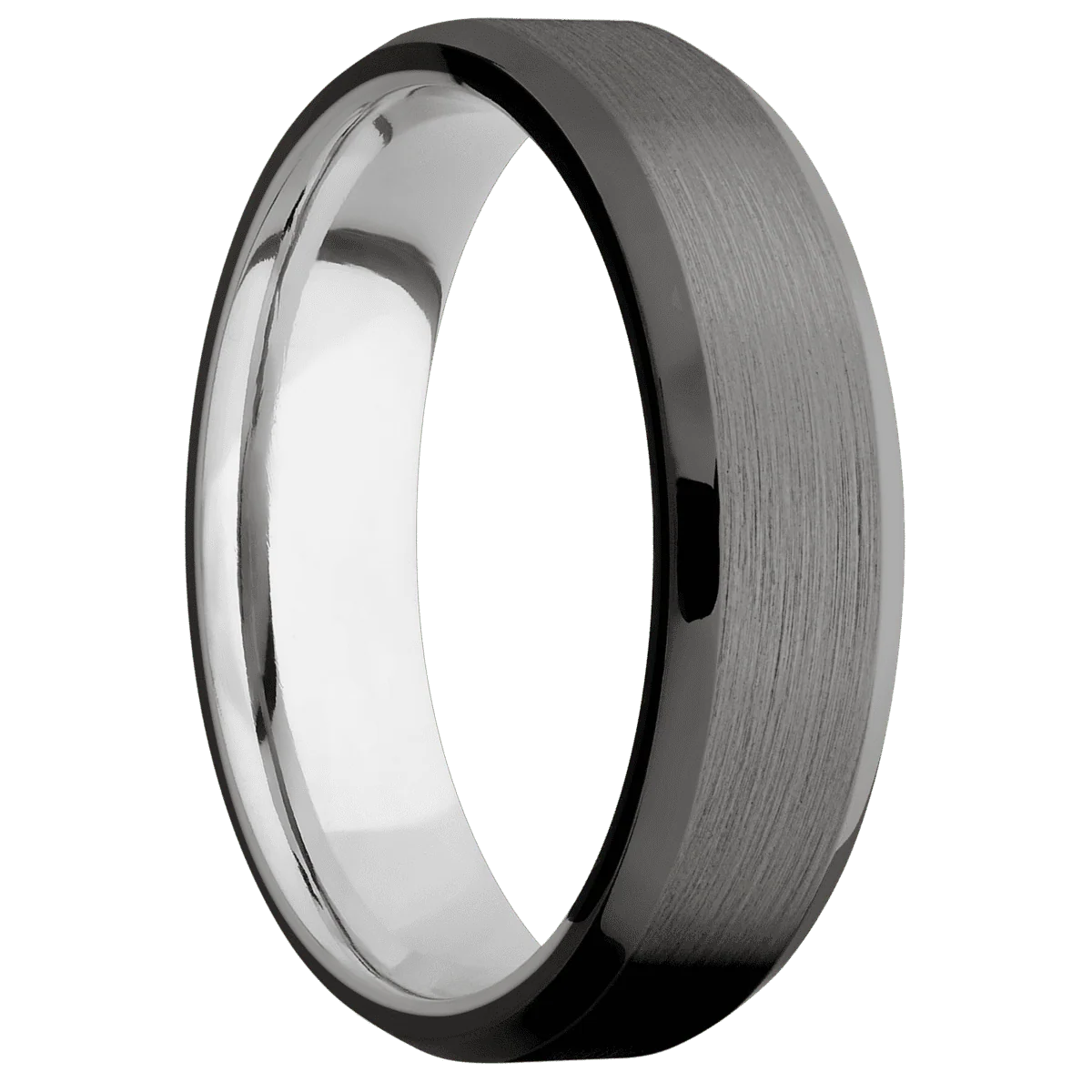 Tantalum Noir + Satin , Polish Finish + 18K White Gold
