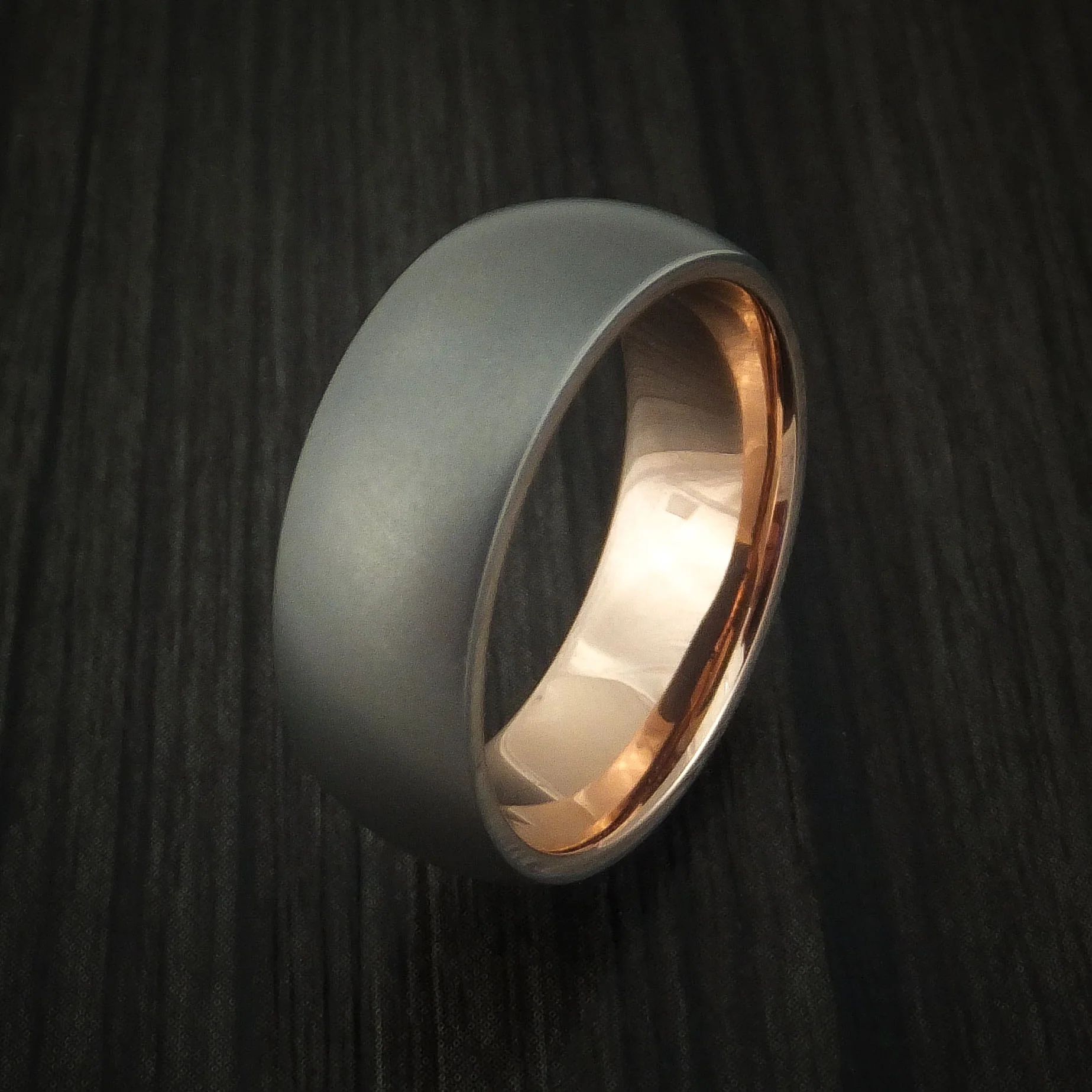 Titanium and 14K Rose Gold Sleeve Men's Ring Custom Made Band - Image 4