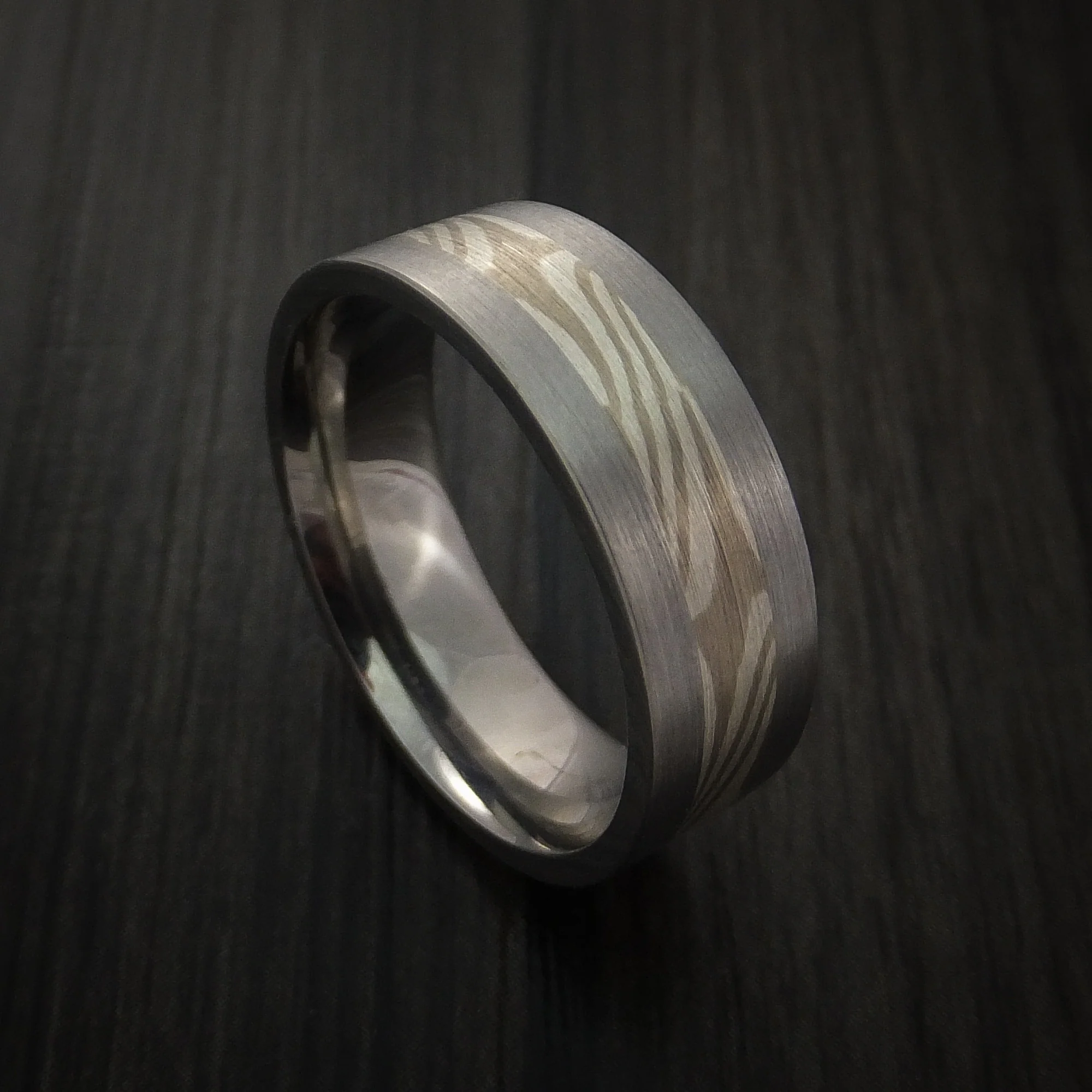 Titanium and Palladium Mokume Men's Ring Custom Made