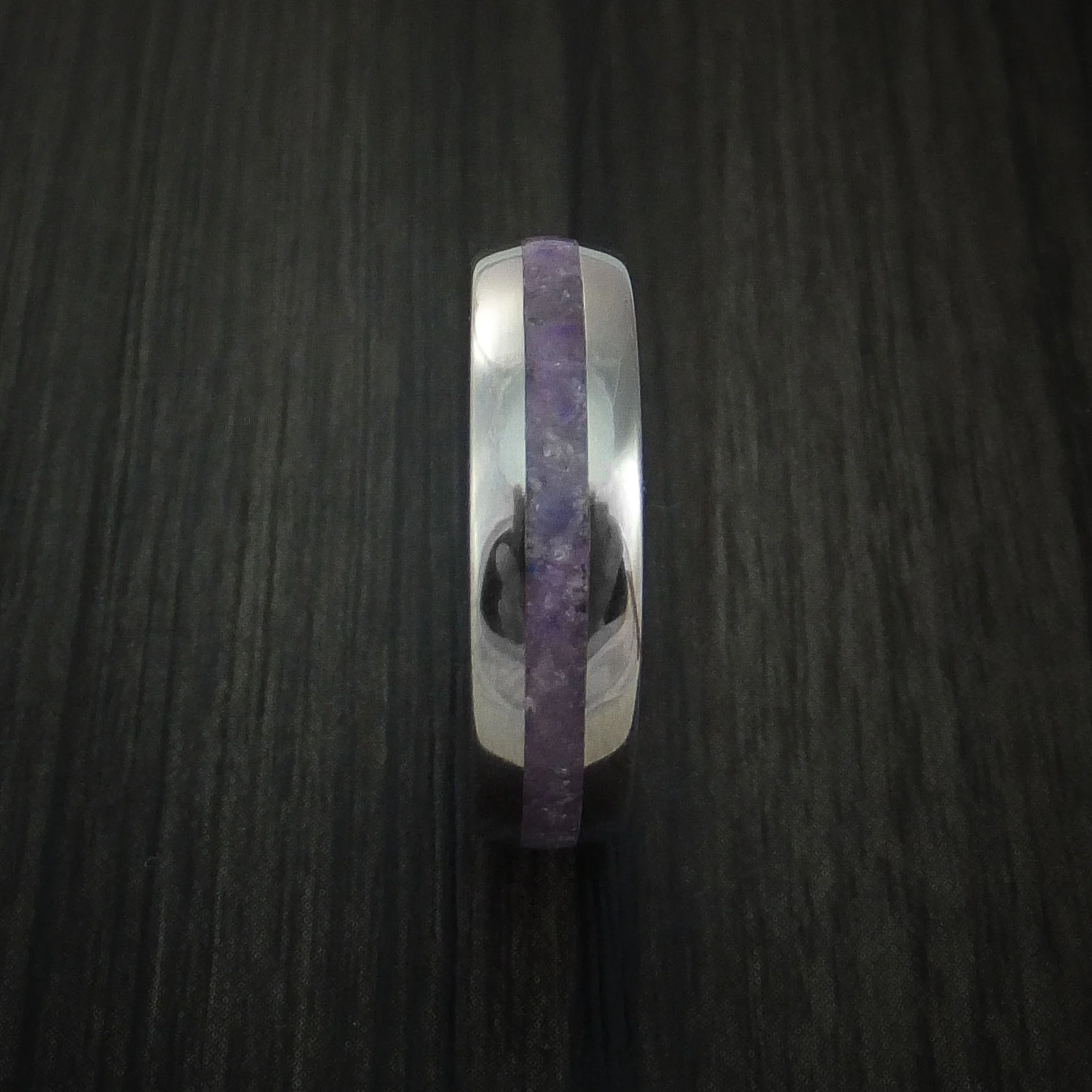 Titanium and Sugilite Men's Ring Custom Made Wedding Band Lavulite - Image 3