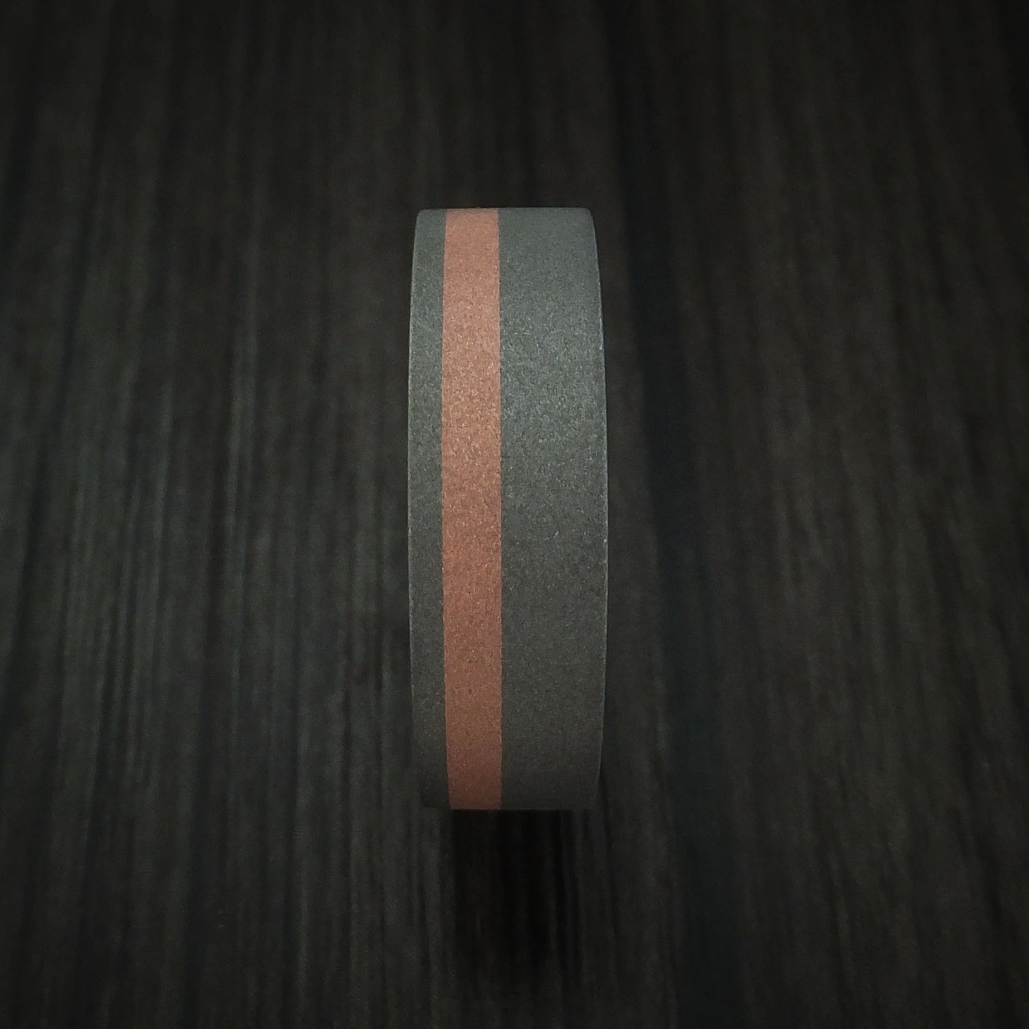 Titanium Anodized Men's Ring with Copper Inlay Wedding Band Sandblast Finish - Image 2