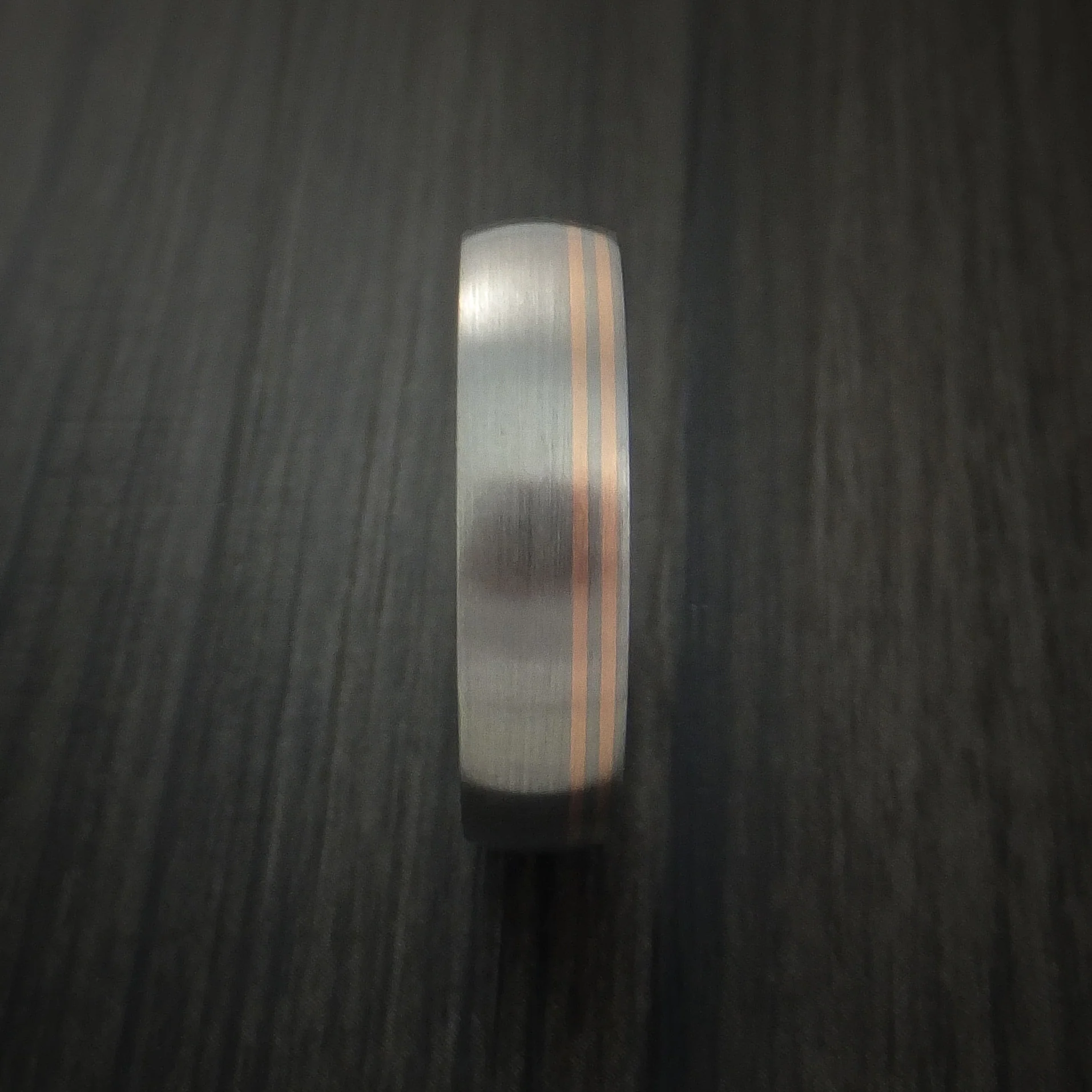 Titanium Band with 14K Rose Gold Inlays Custom Made Men's Ring - Image 3