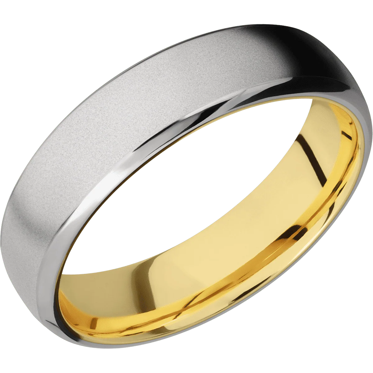 Titanium + Bead , Polish Finish + 14K Yellow Gold - Image 2