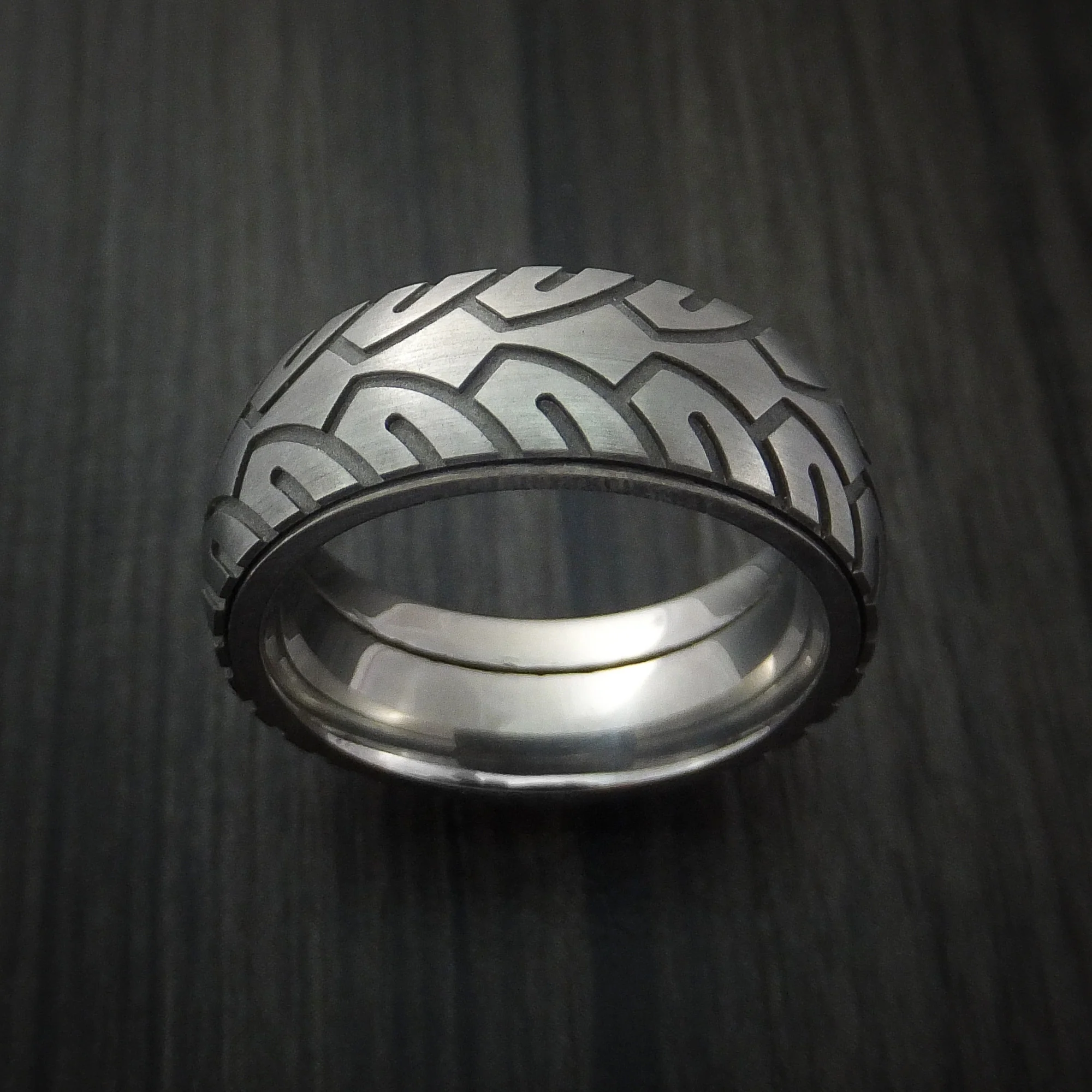 Titanium Bicycle Tire Tread Spinner Men's Ring Custom Made Band - Image 2