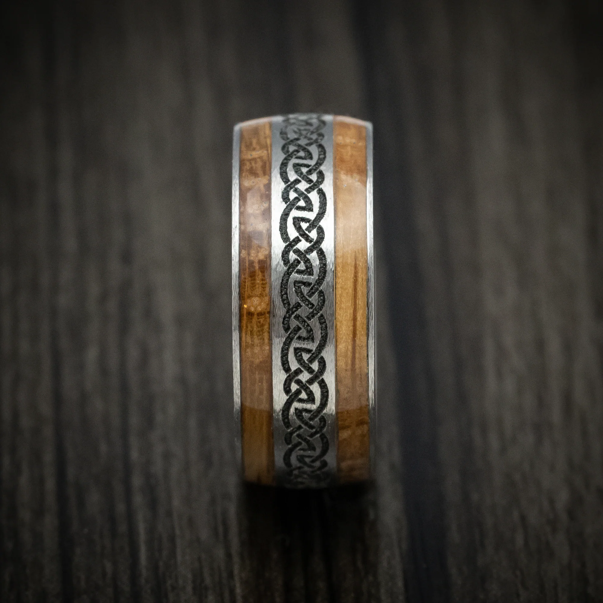 Titanium Celtic Knot and Hardwood Men's Ring Custom Made - Image 3