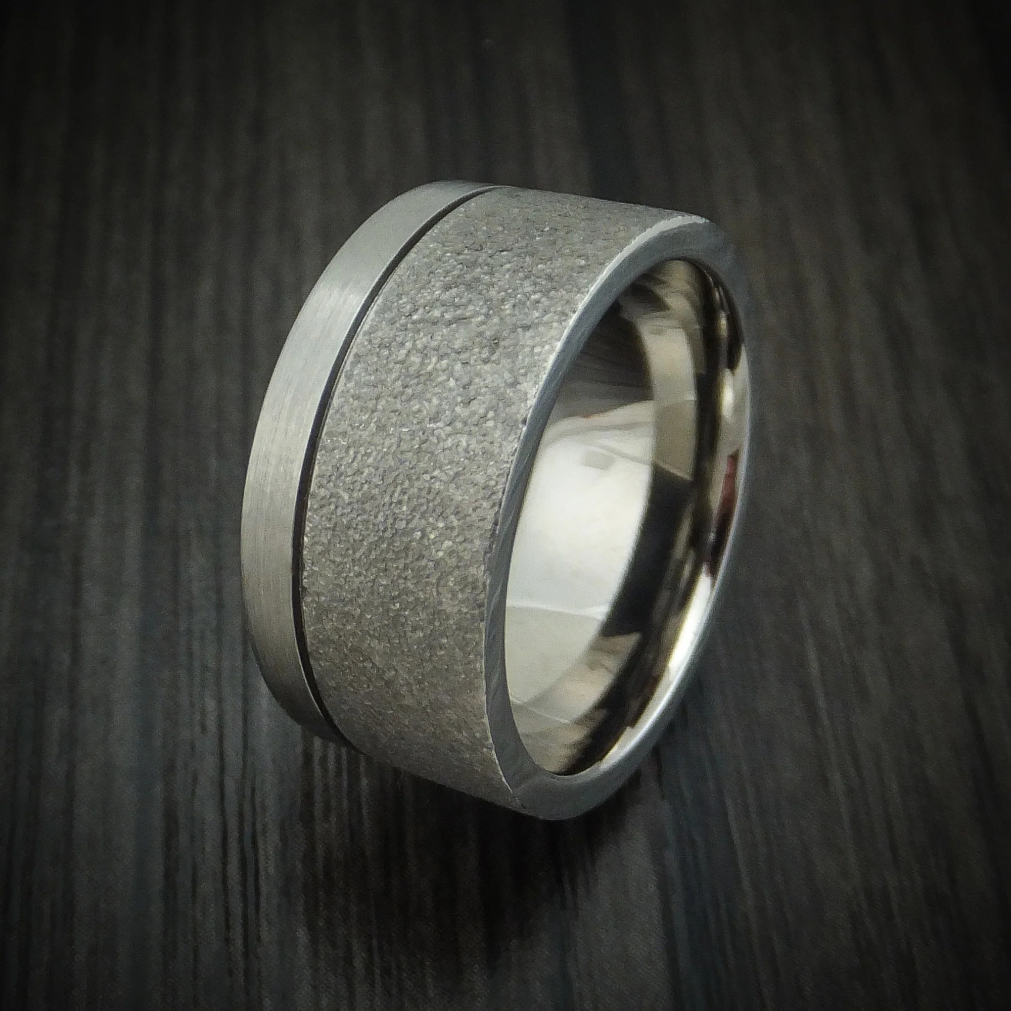 Titanium Custom Stipple Finish Men's Ring - Image 3