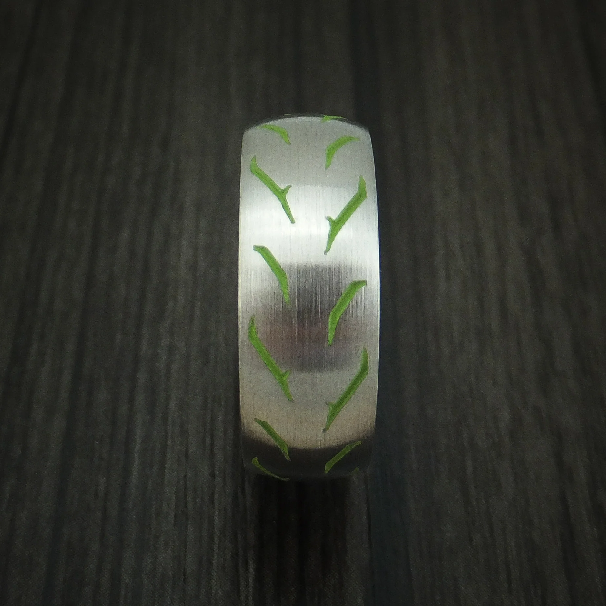 Titanium Custom Tire Tread Men's Ring with Cerakote Sleeve and Pattern - Image 3