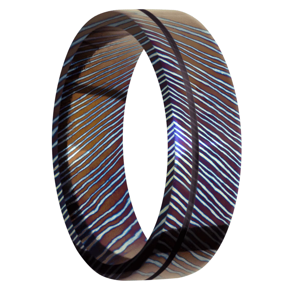 Titanium Damascus + Polish , Polish Finish