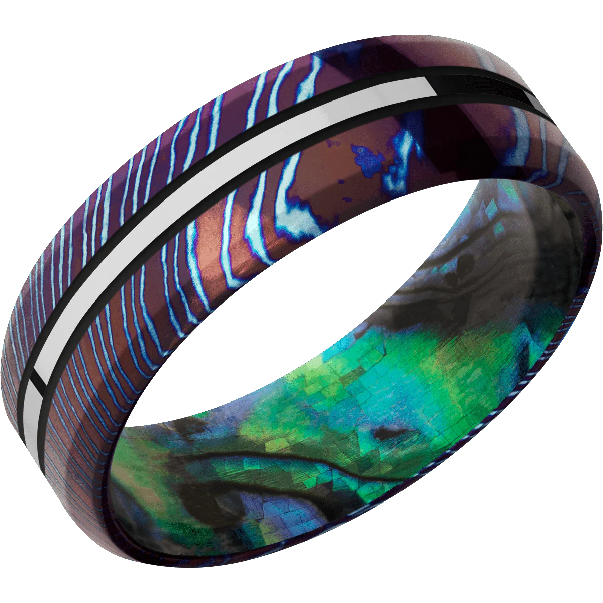 Titanium Damascus + Polish , Polish Finish + Abalone - Image 2