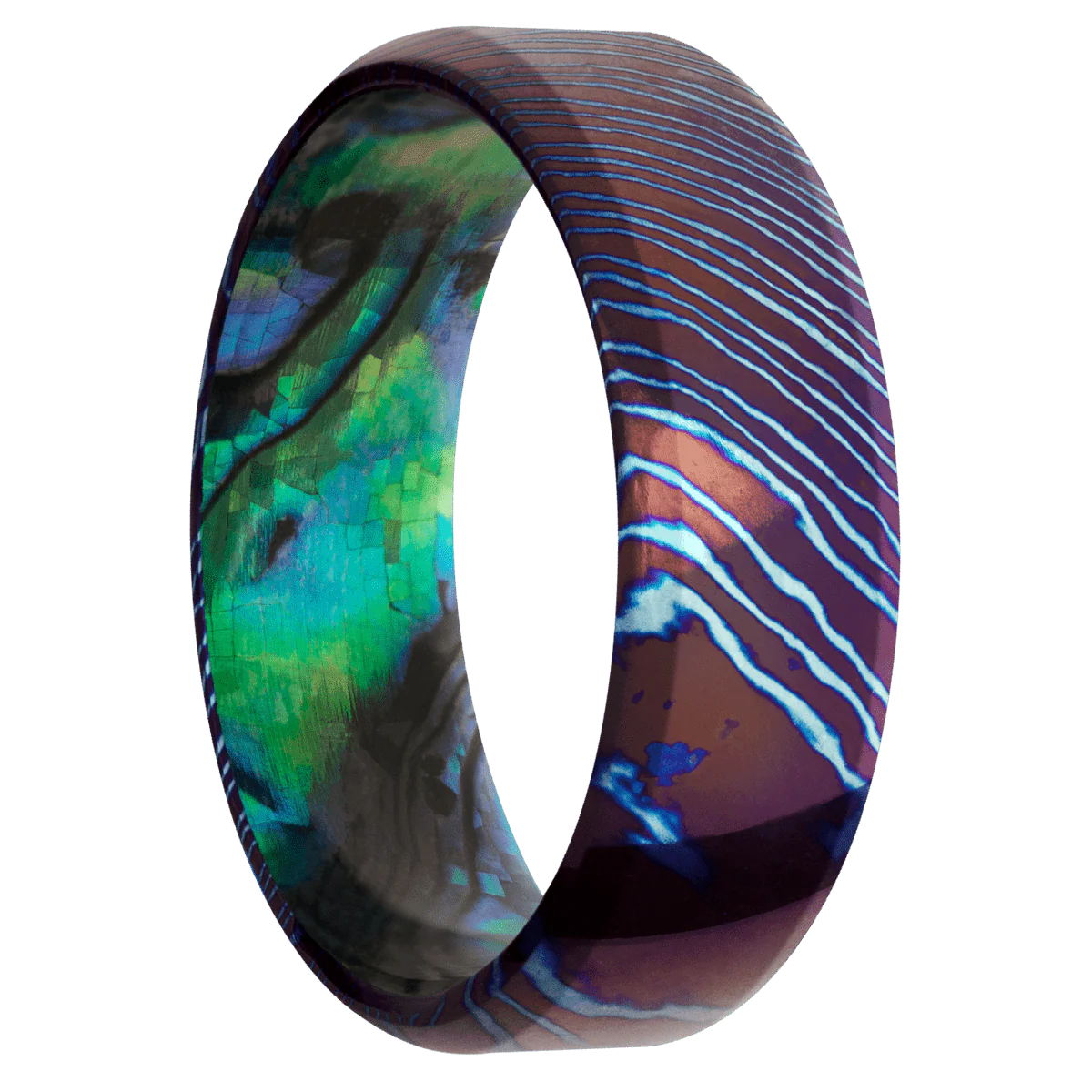 Titanium Damascus + Polish , Polish Finish + Abalone