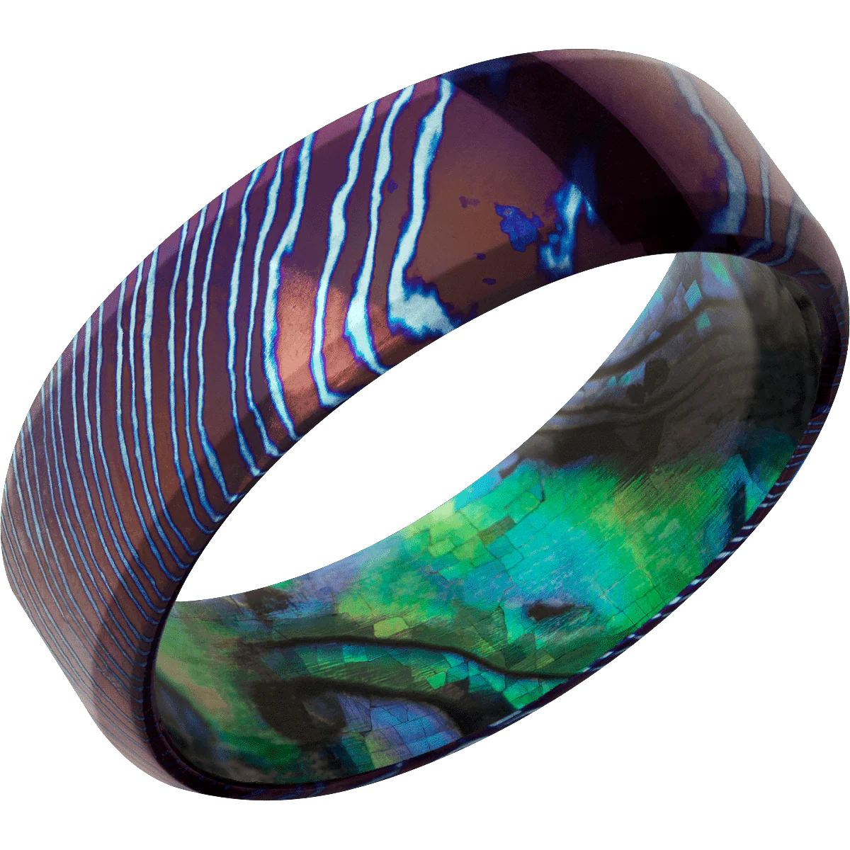 Titanium Damascus + Polish , Polish Finish + Abalone - Image 2