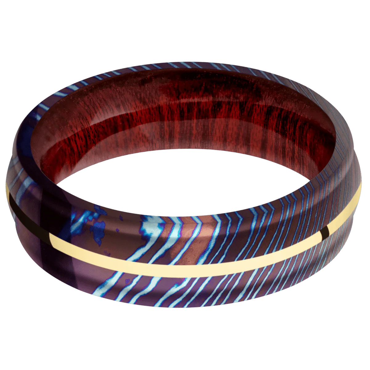 Titanium Damascus + Polish , Polish Finish + Blood Wood - Image 3