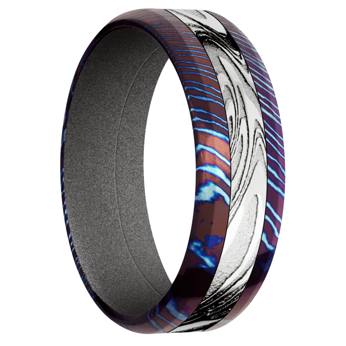 Titanium Damascus + Polish , Polish Finish + Gun Metal Grey