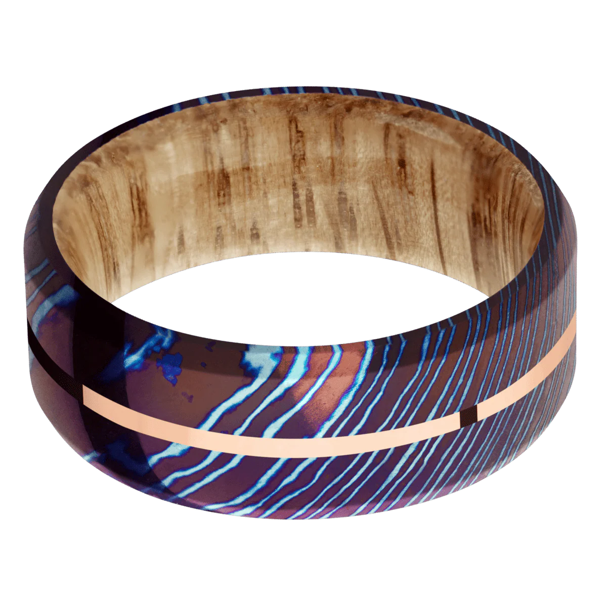 Titanium Damascus + Polish , Polish Finish + Natural Oak - Image 3