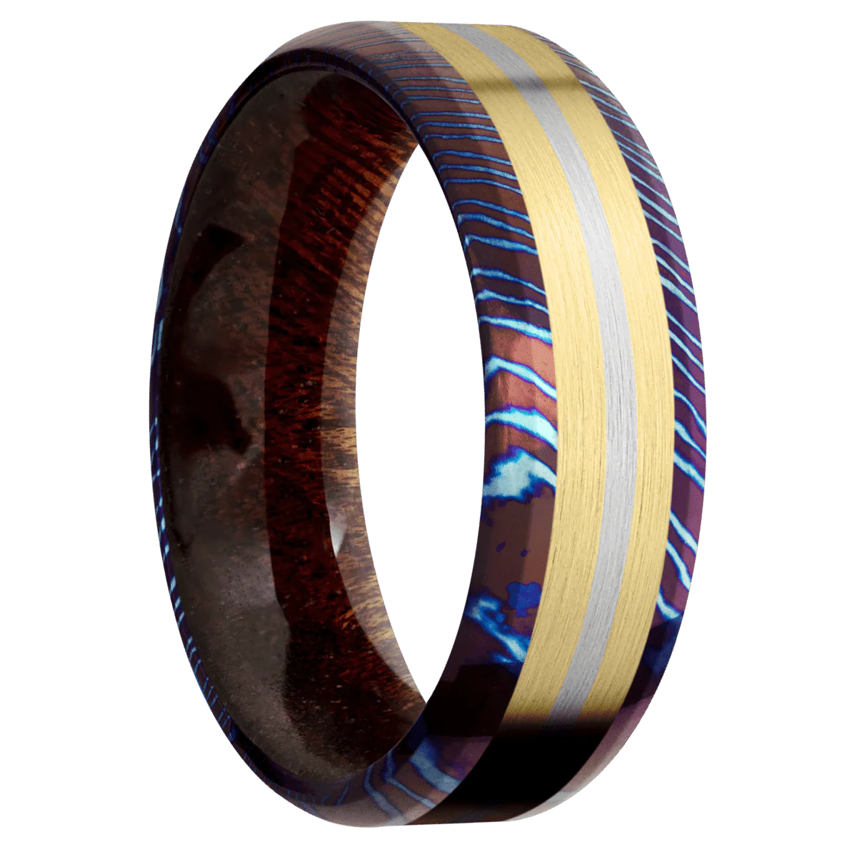 Titanium Damascus + Polish , Polish Finish + Sapele