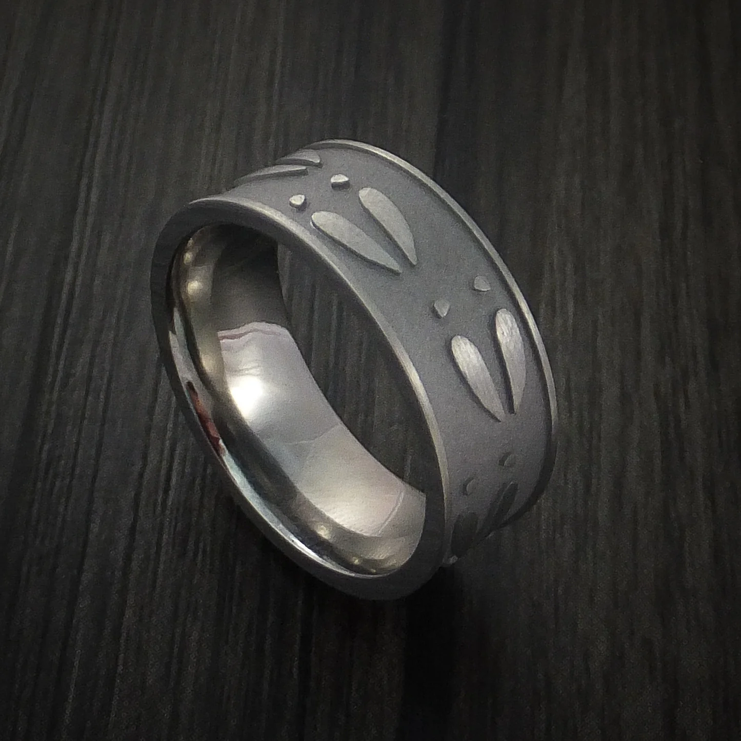 Titanium Deer Track Men's Ring Custom Made Hunter Band