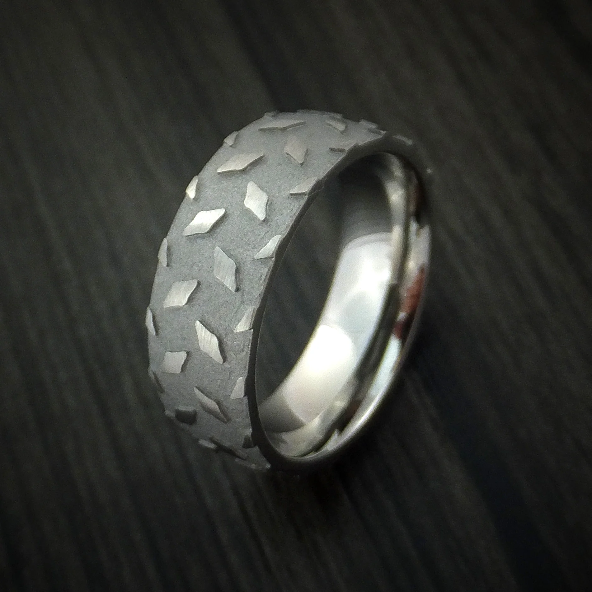 Titanium Diamond Plate Pattern Men's Ring Custom Made - Image 3