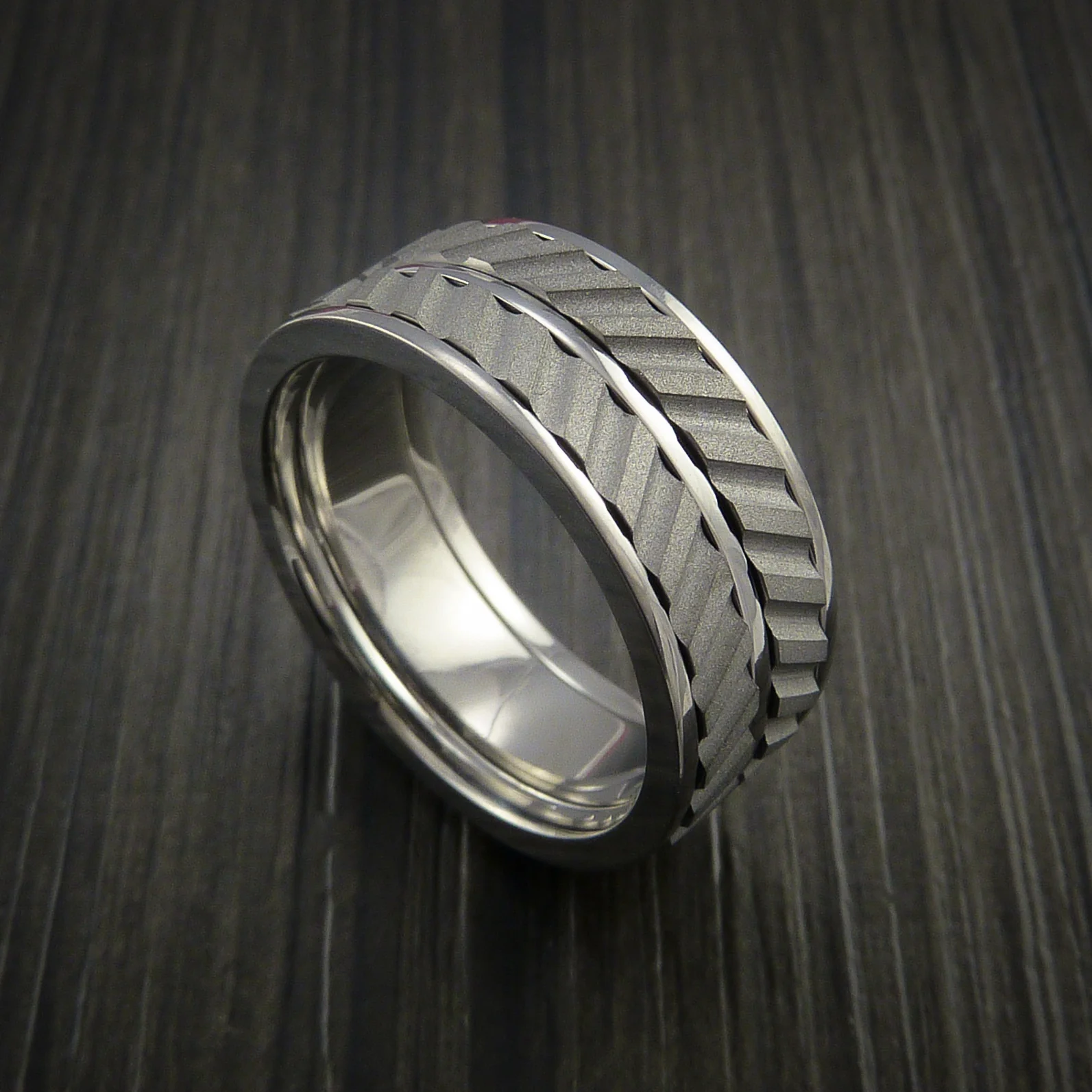 Titanium Dual Inlay Spinner Unique Titanium Men's Band