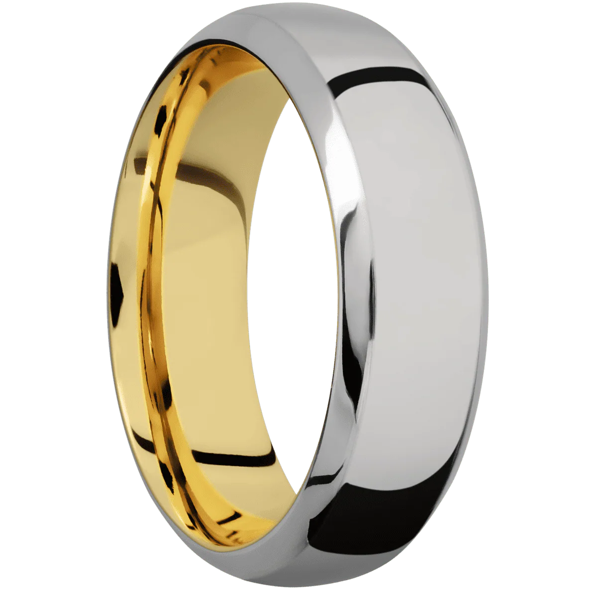 Titanium + Polish , Polish Finish + 14K Yellow Gold