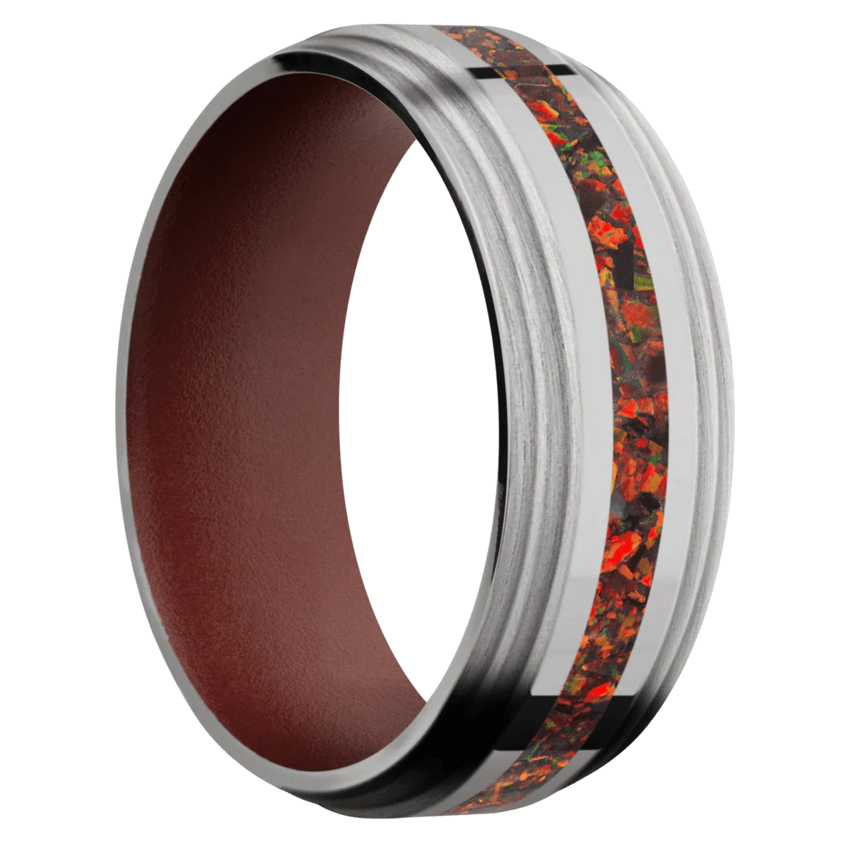 Titanium + Polish , Satin Finish + Crimson