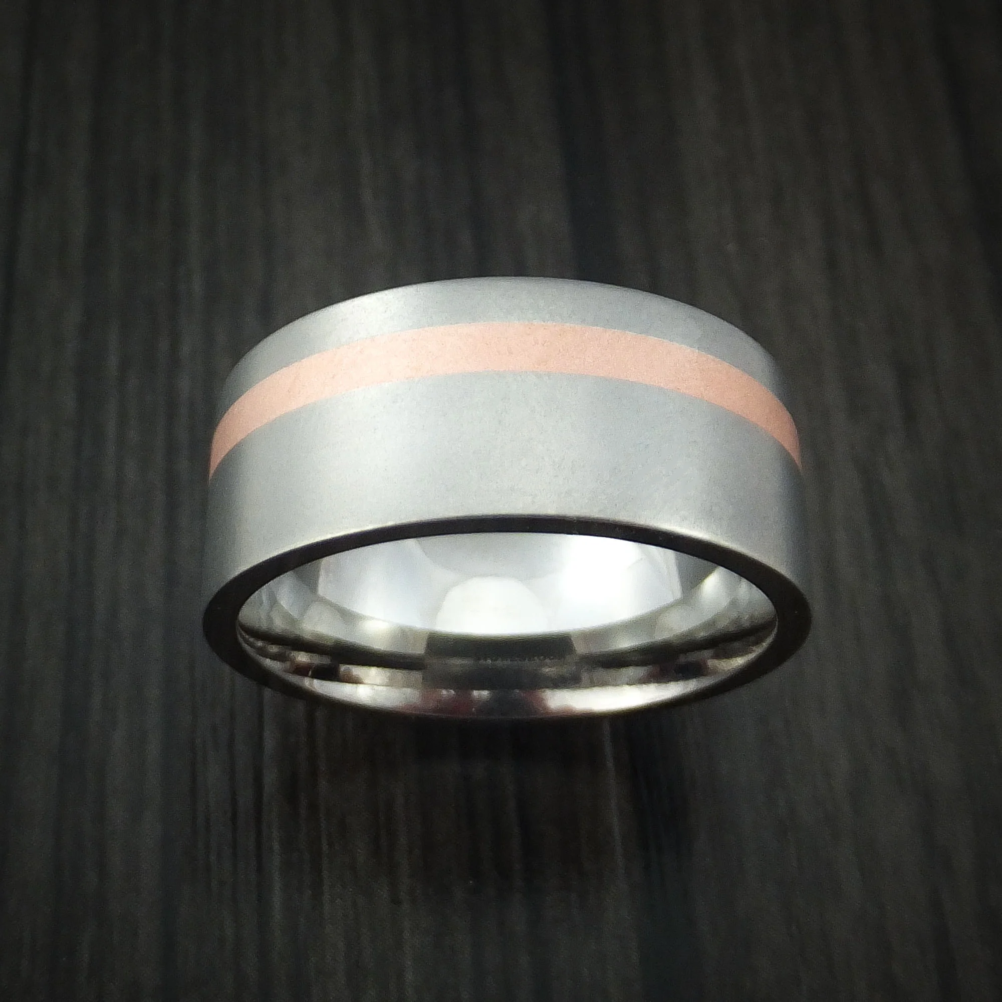 Titanium Men's Ring Classic Copper Inlay Wedding Band - Image 2