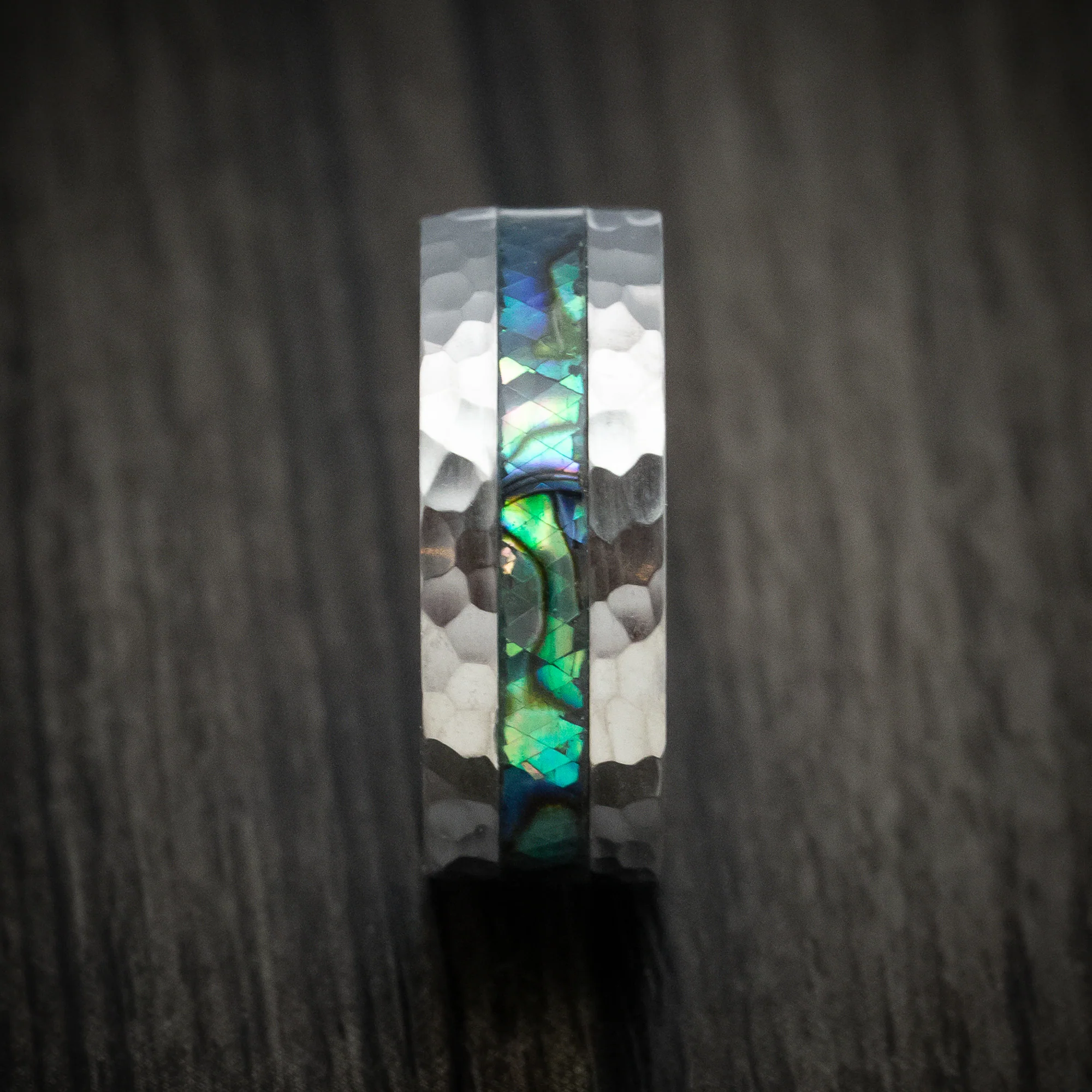 Titanium Men's Ring with Abalone Inlay and Cerakote Sleeve Custom Made Band - Image 3