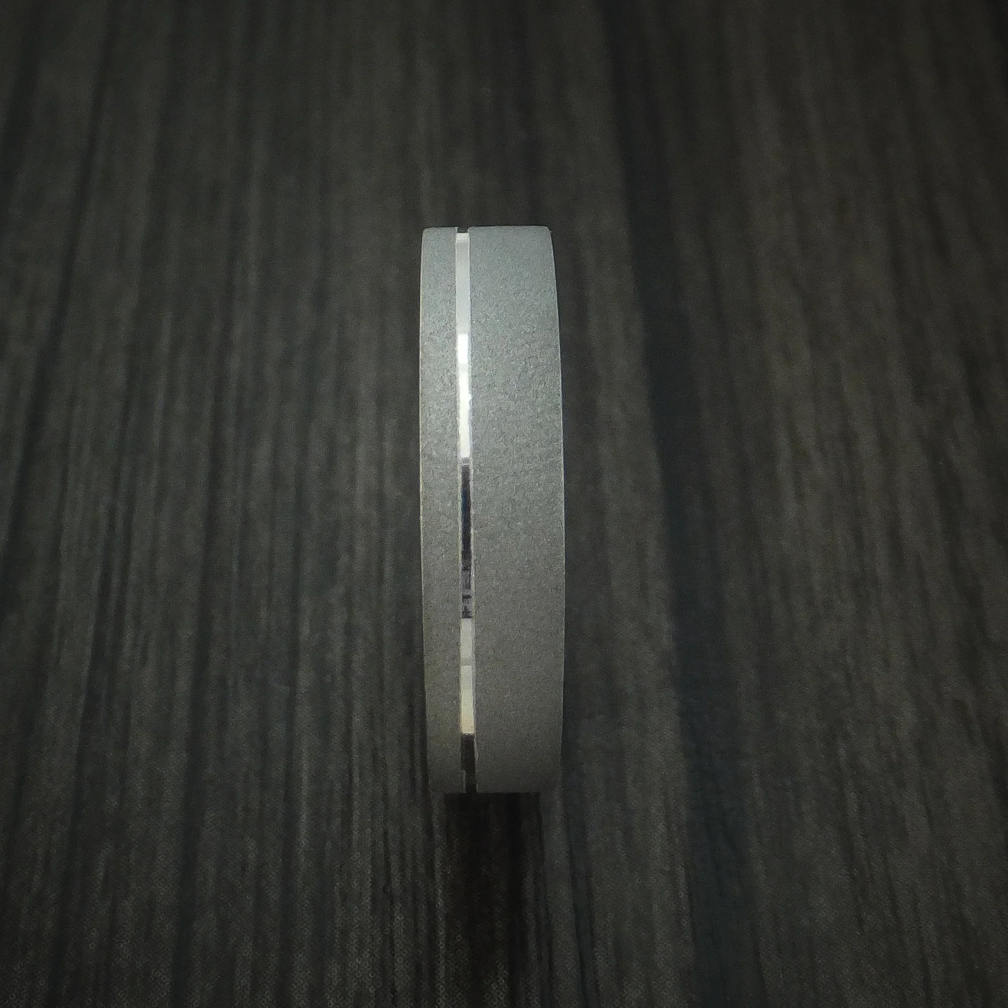 Titanium Men's Ring with Platinum Inlay and Whiskey Barrel Wood Sleeve - Image 3