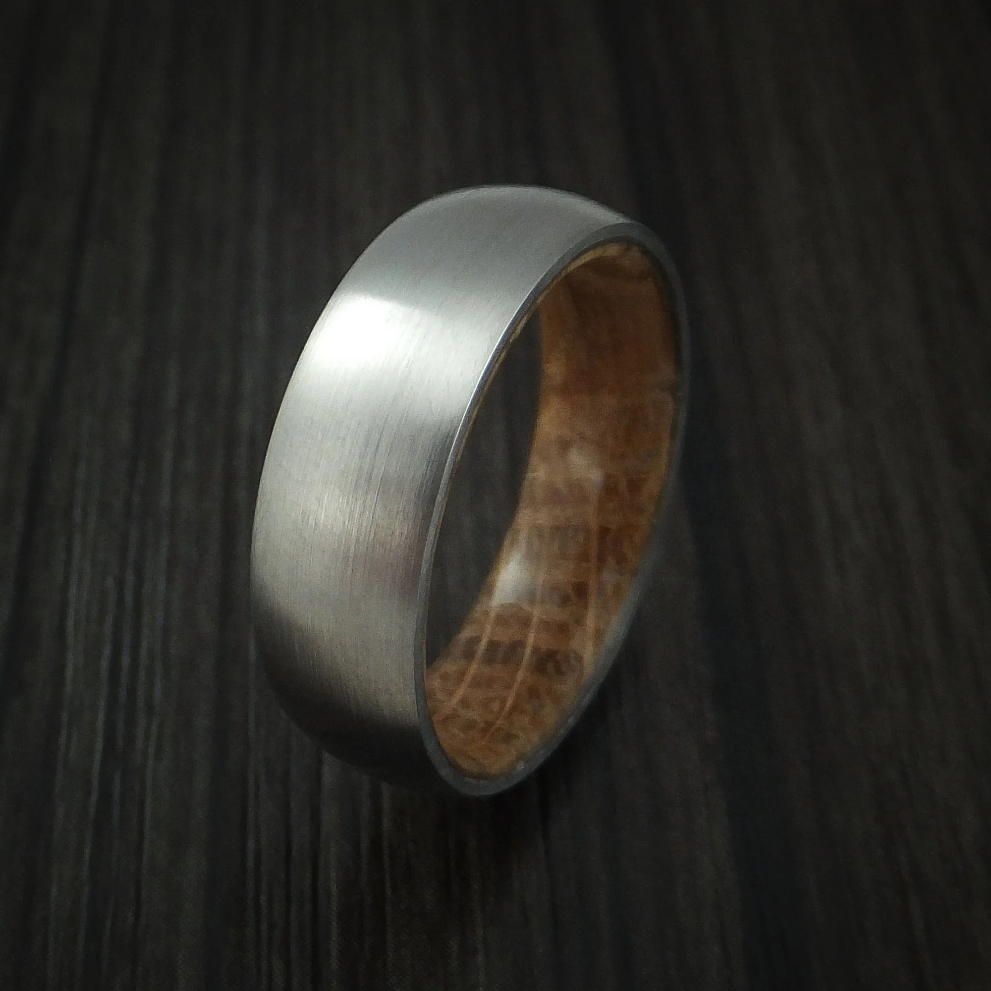 Titanium Men's Ring with Hardwood Sleeve Custom Made Band - Image 4