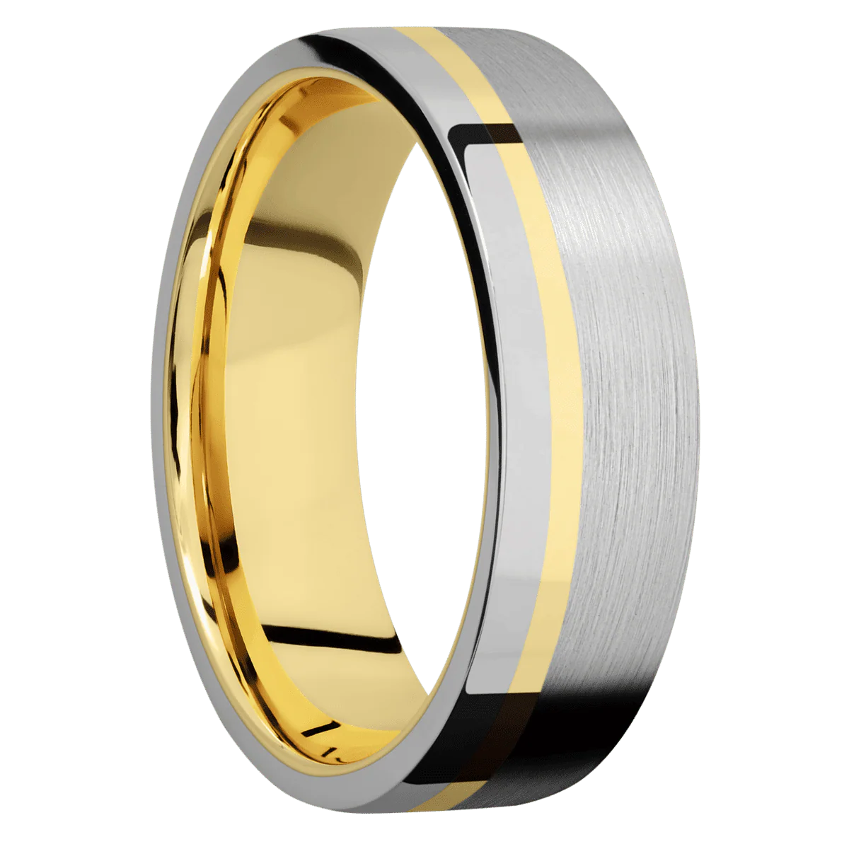 Titanium + Satin , Polish Finish + 14K Yellow Gold