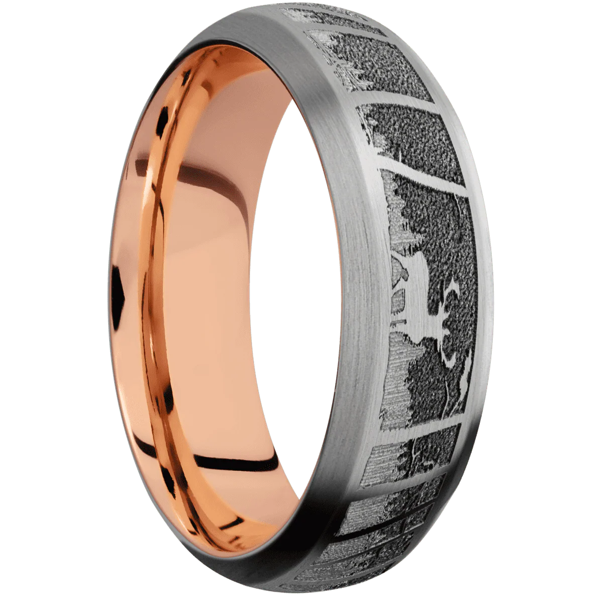 Titanium + Satin , Satin Finish + 14K Rose Gold