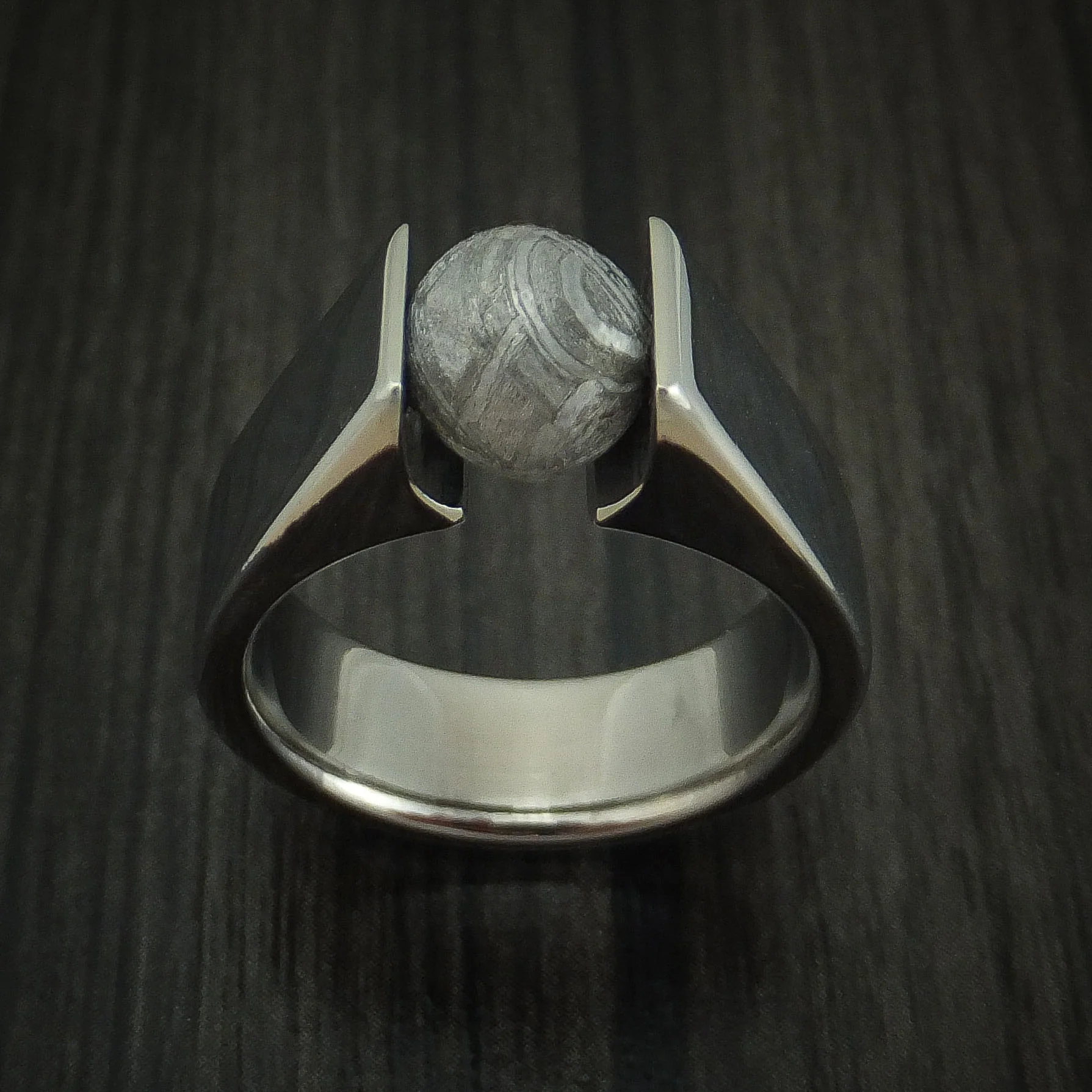 Titanium Tension Set Meteorite Sphere Custom Made Men's Band - Image 2