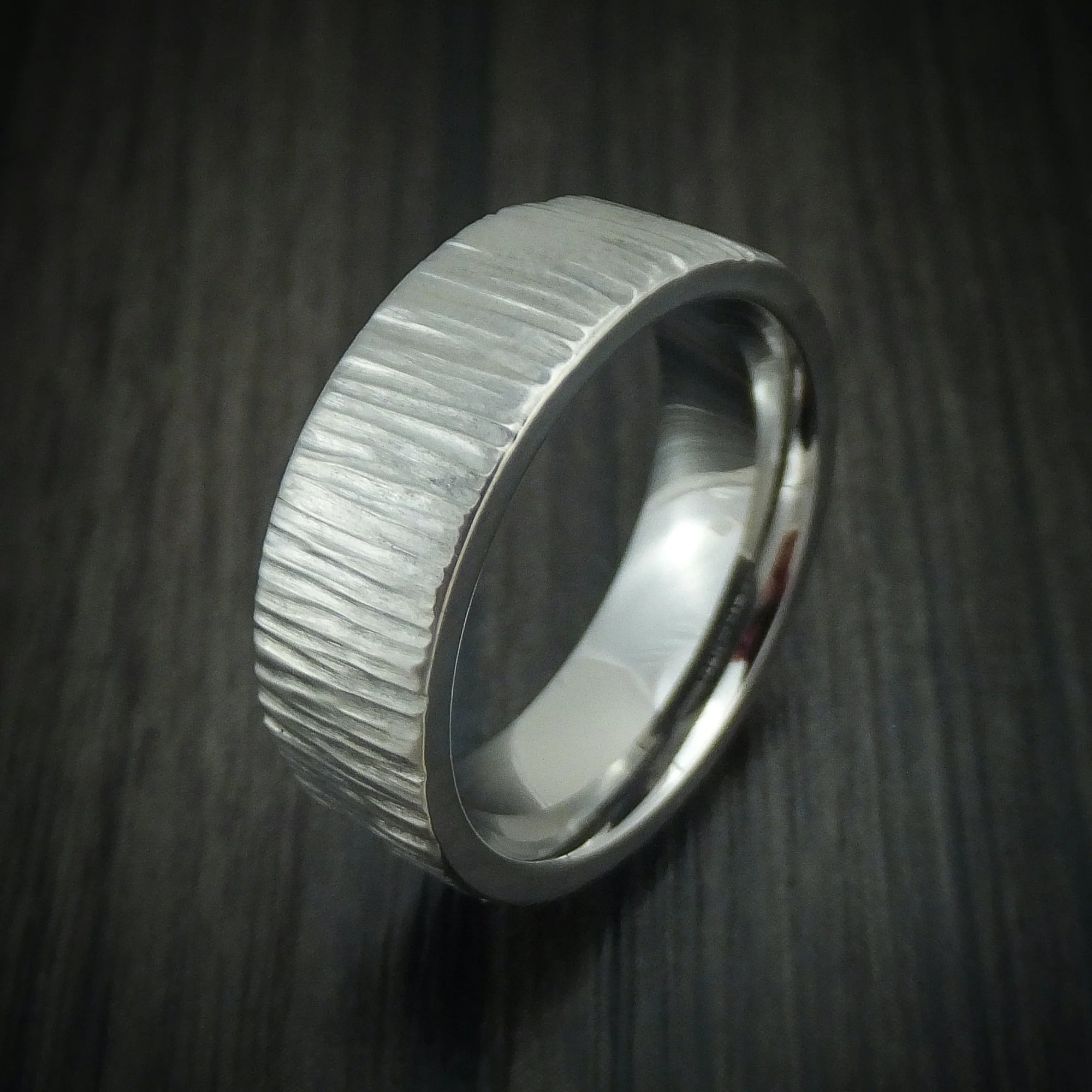 Titanium Tree Bark Finish Men's Ring Custom Made - Image 4