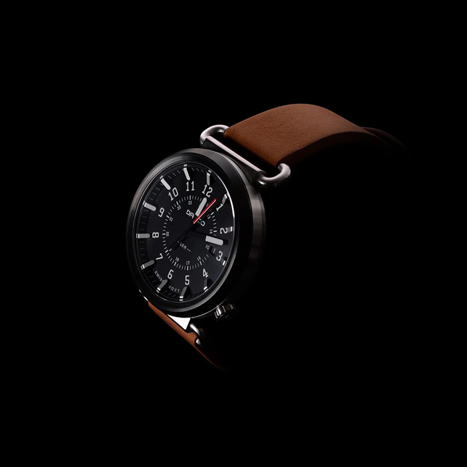 TK-01 - TREK WATCH WITH ITALIAN LEATHER STRAP - WHISKEY BROWN - Image 12