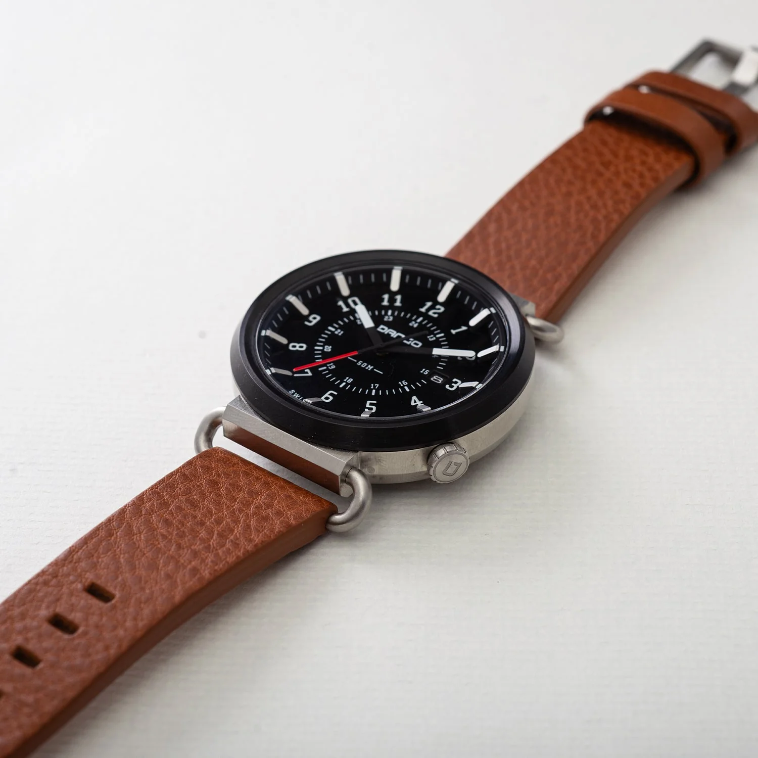 TK-01 - TREK WATCH WITH ITALIAN LEATHER STRAP - WHISKEY BROWN - Image 7