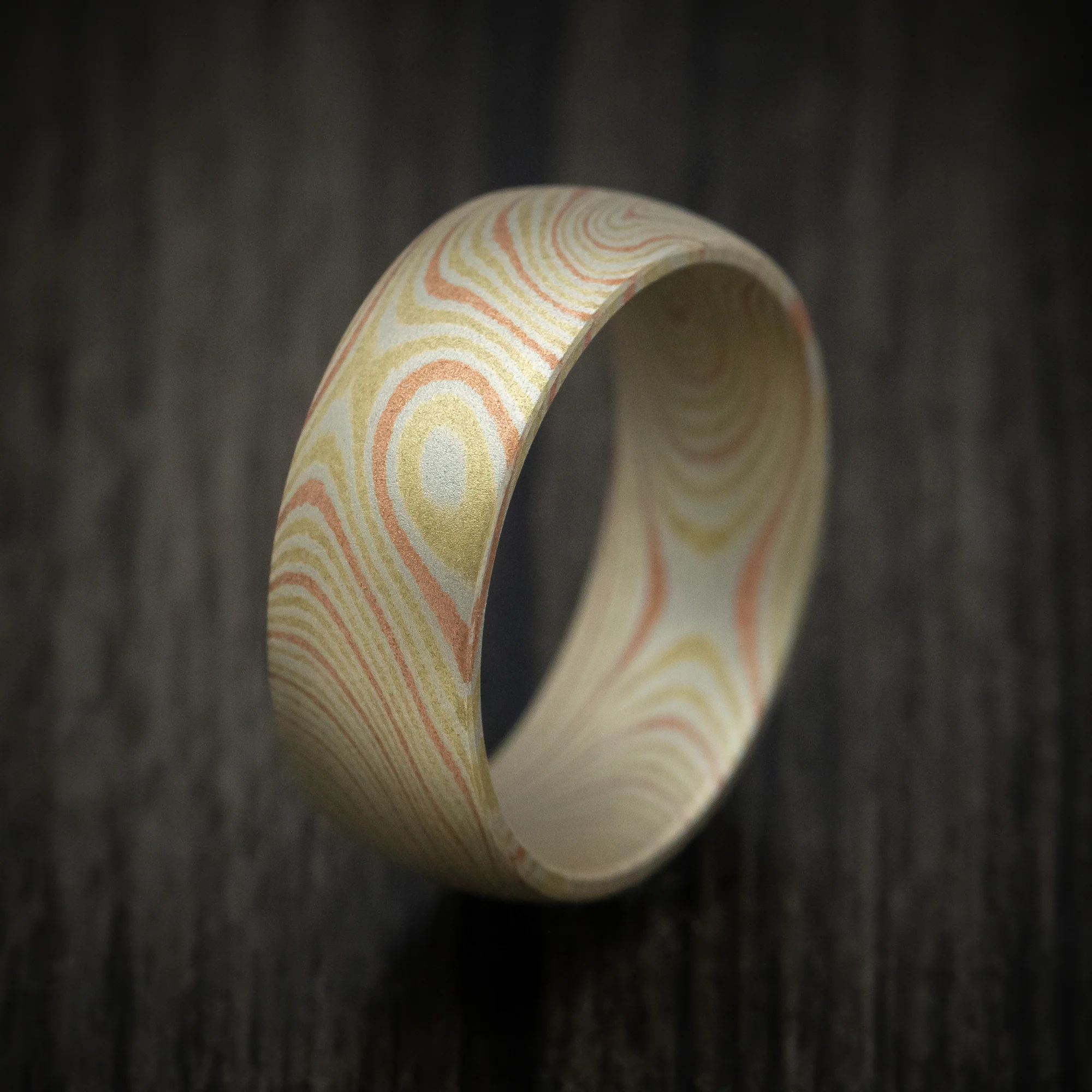 Tri-Color Mokume Gane Men's Ring Copper Brass and Nickel Custom Made Band - Image 4