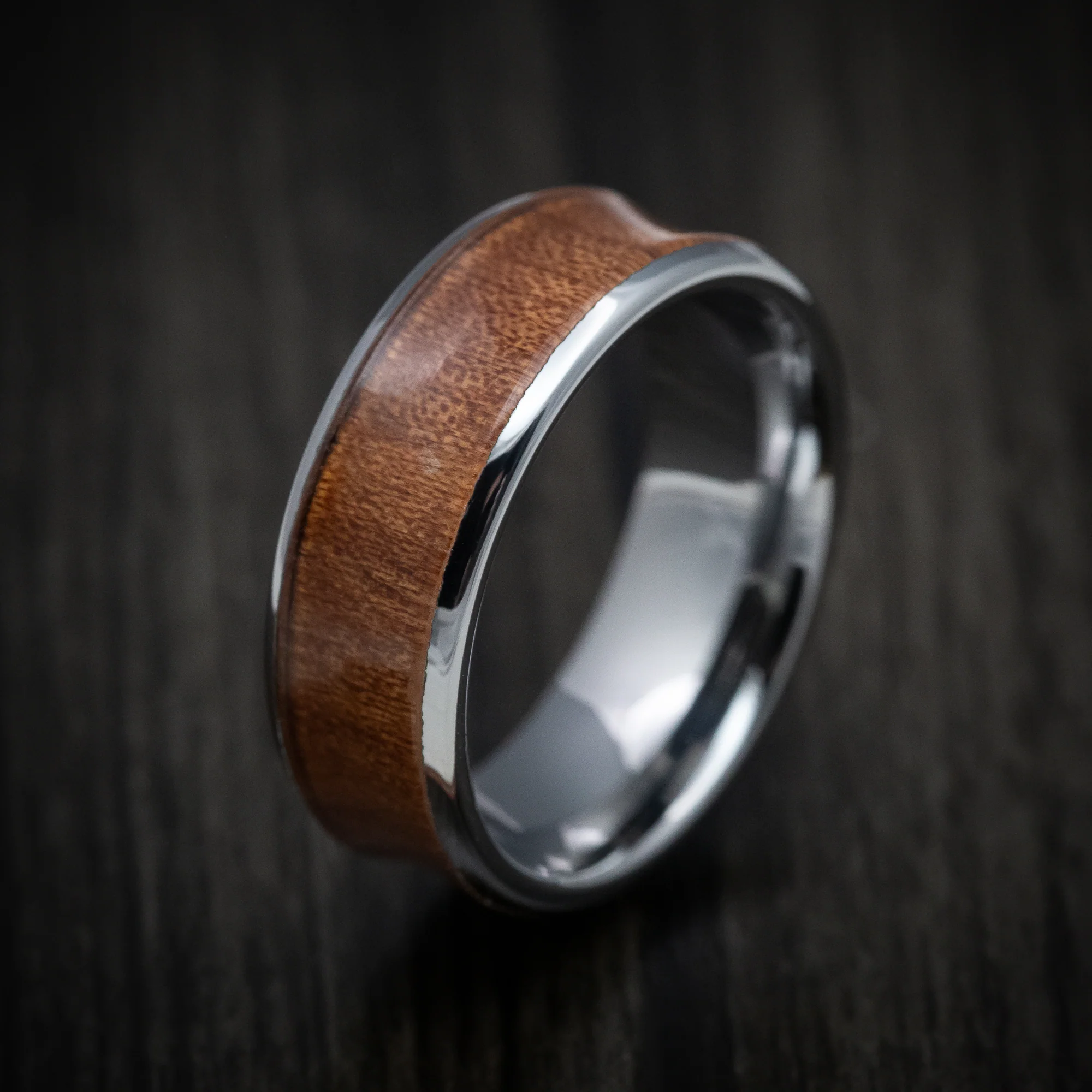 Tungsten Men's Ring with Rosewood Wood Inlay - Image 3