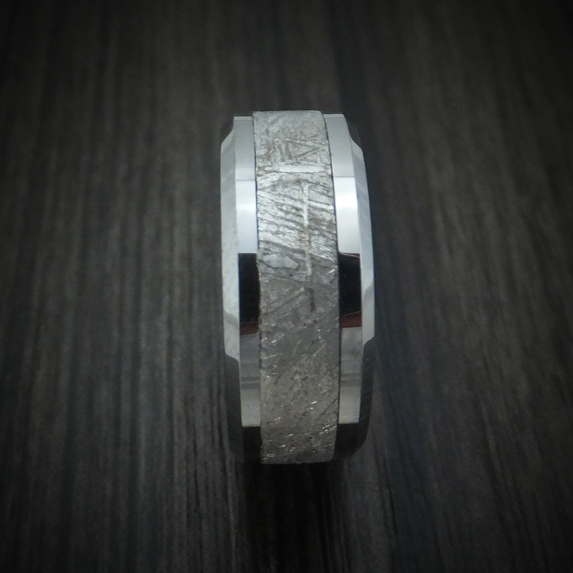 Titanium Men's Ring With Gibeon Meteorite And SpectraMokume Band - Image 3