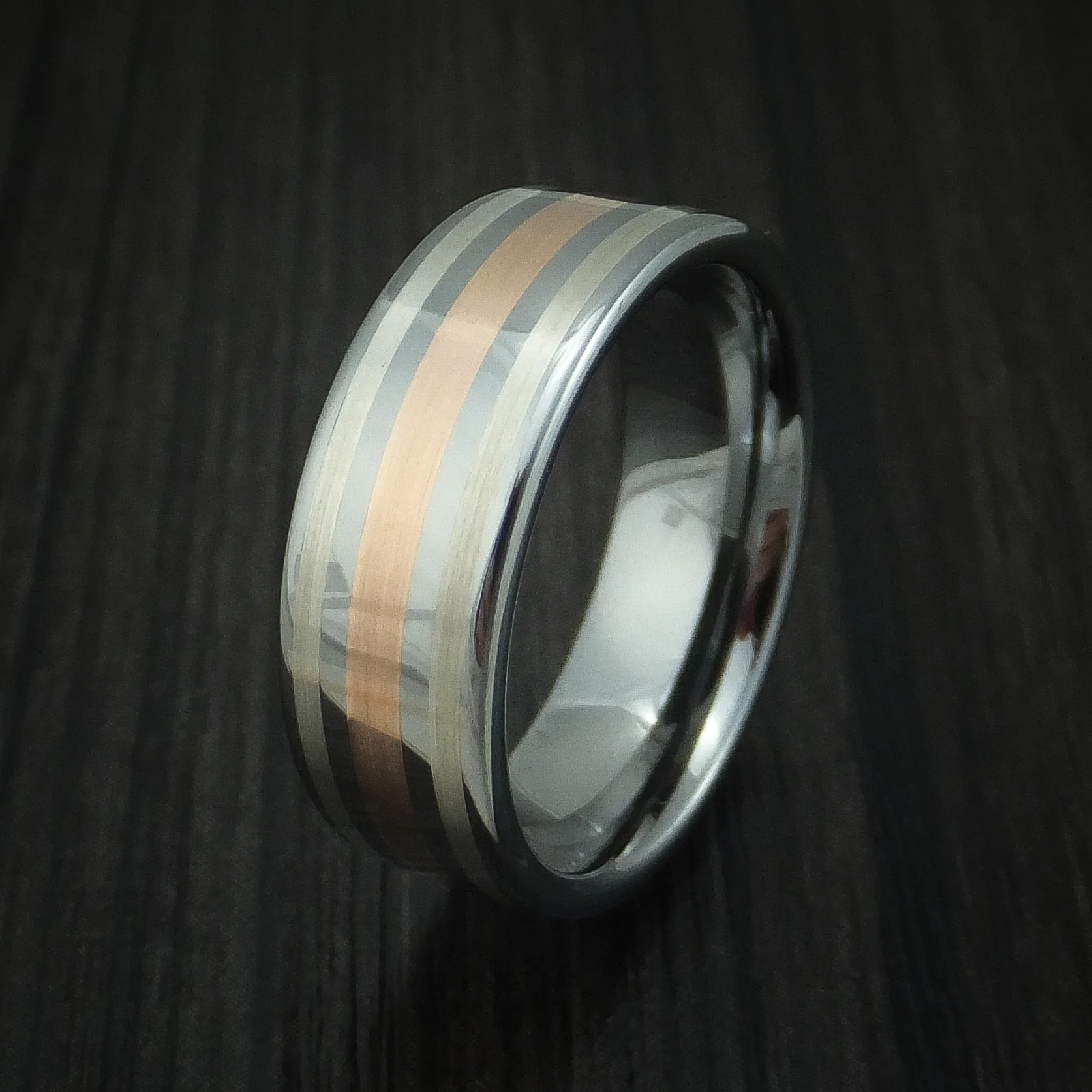 Tungsten Rose Gold and Silver Band Men's Ring - Image 4