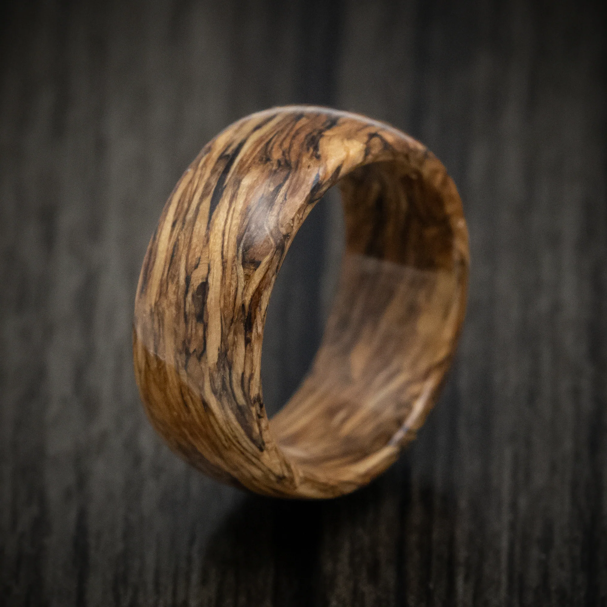 Whiskey Barrel Wood Marbled Wood Men's Ring Custom Made Band - Image 4